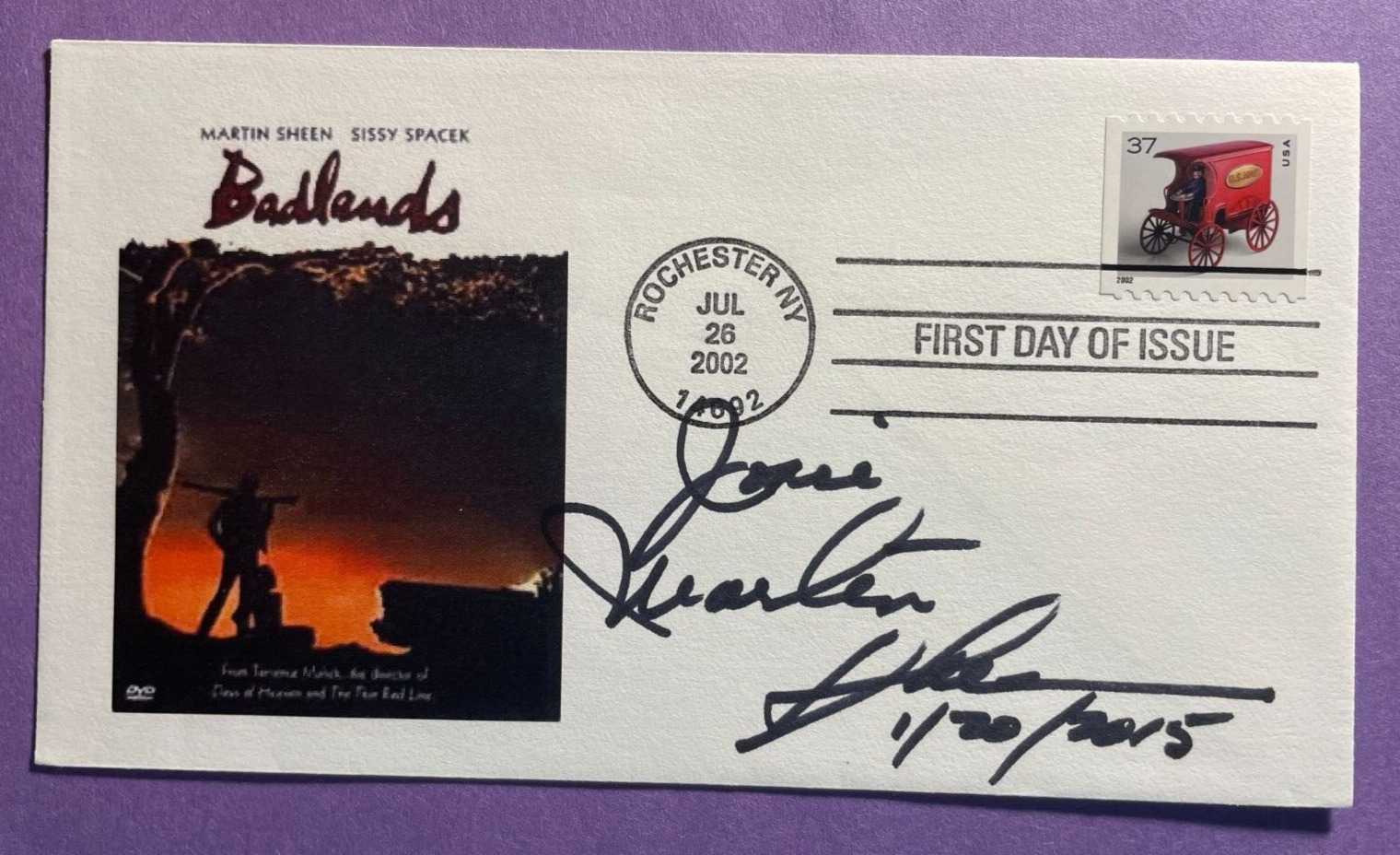 SIGNED MARTIN SHEEN FDC AUTOGRAPHED FIRST DAY COVER - BADLANDS