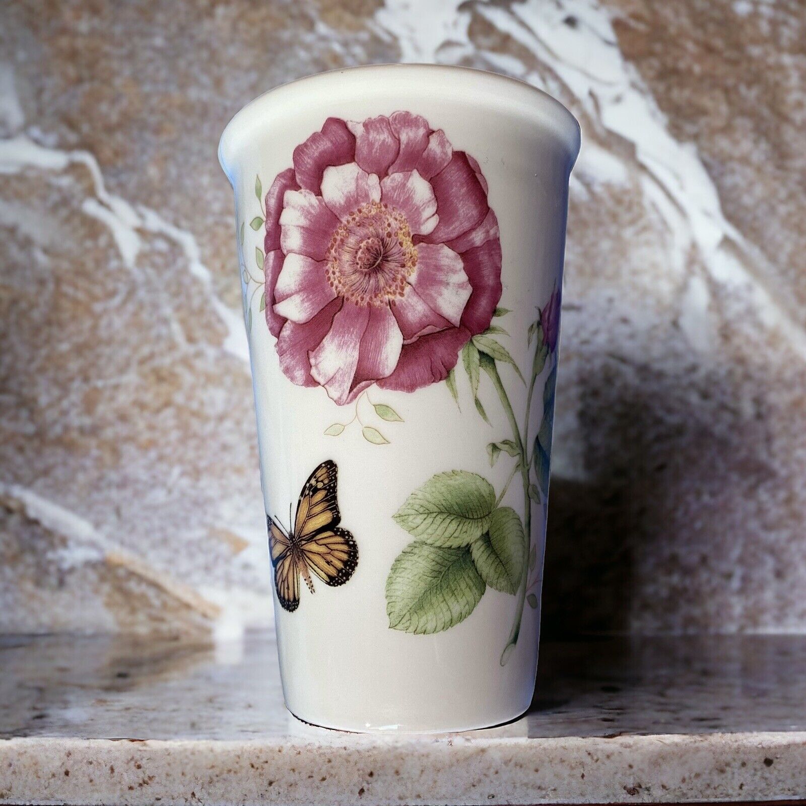 Lenox American By Design Butterfly Meadow Ceramic Vase Tumbler Utensil Holder