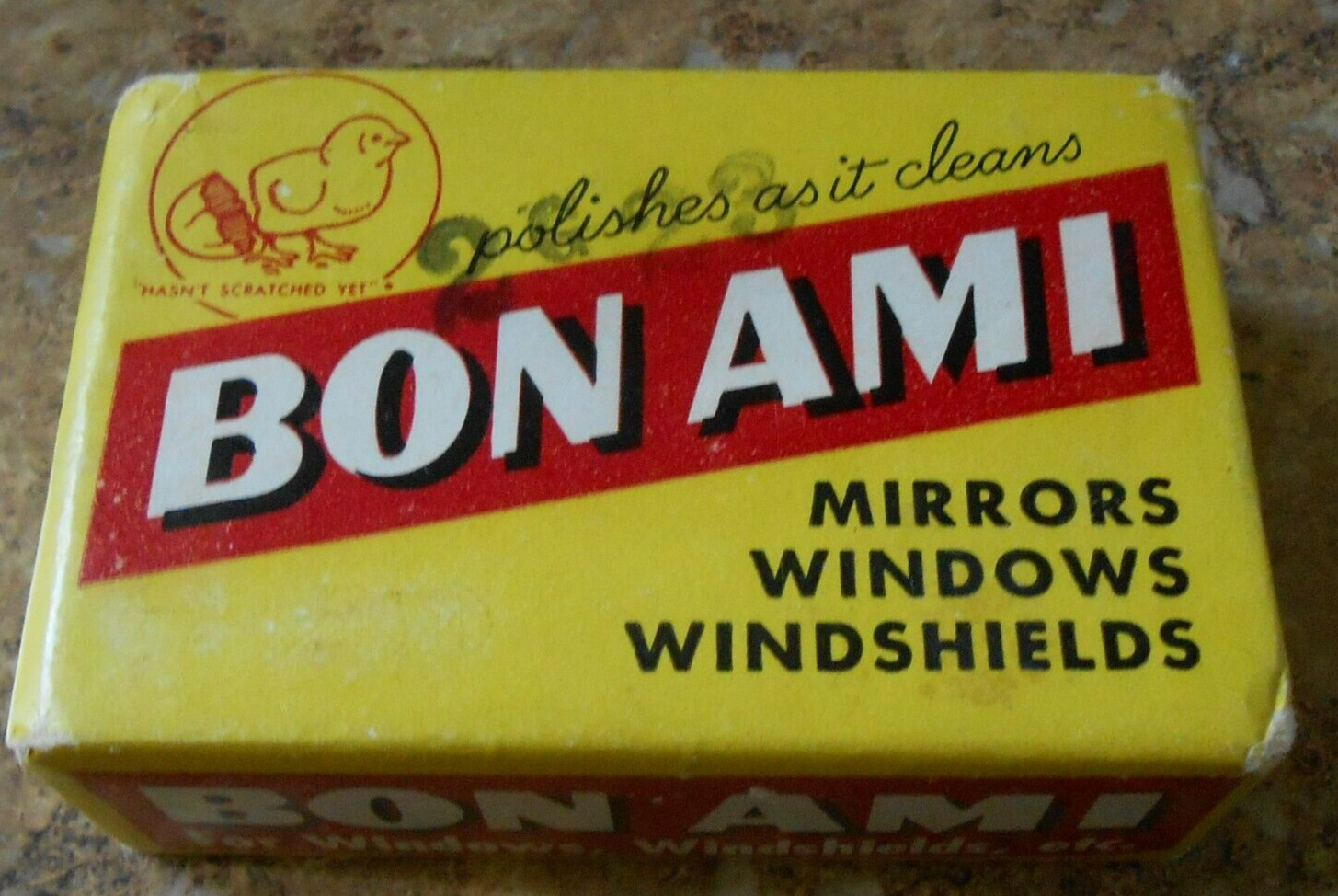 Vintage Bon Ami Soap Cake Bar For  Mirrors Windows Windshields, Etc 8oz  USA