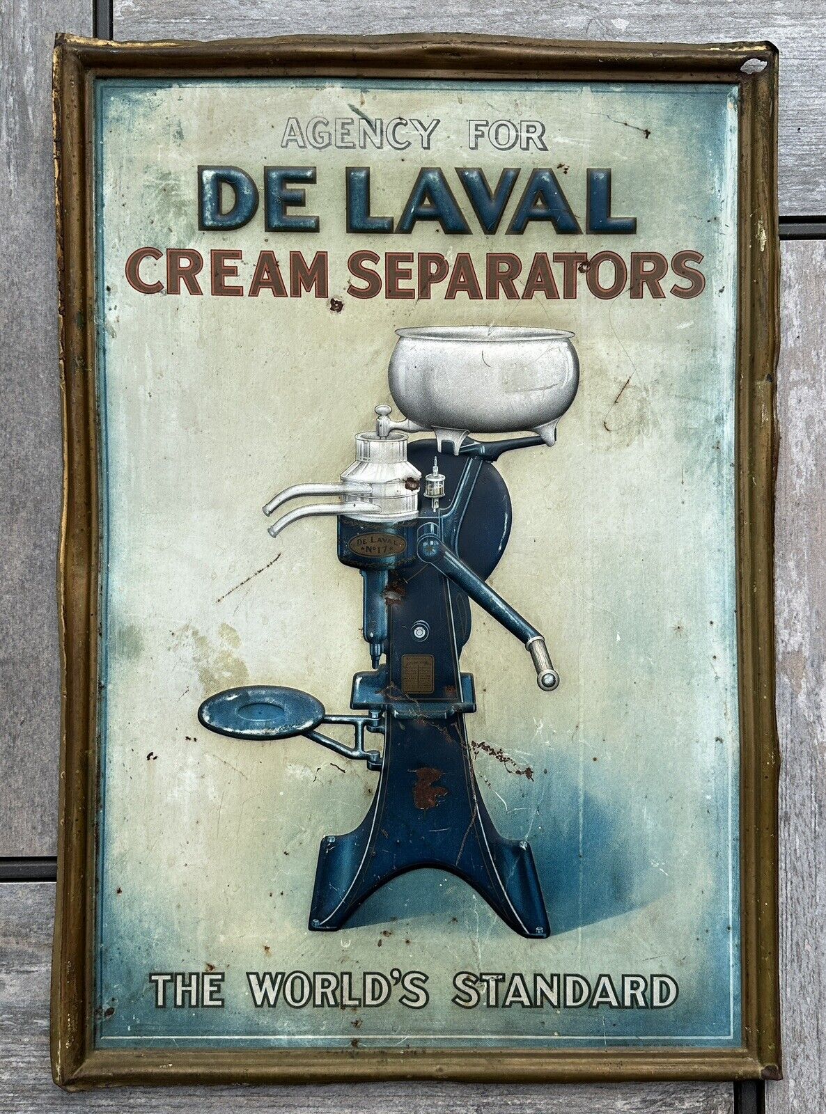 De Laval Cream Separator Agency Advertising Cabinet Tin Sign Embossed