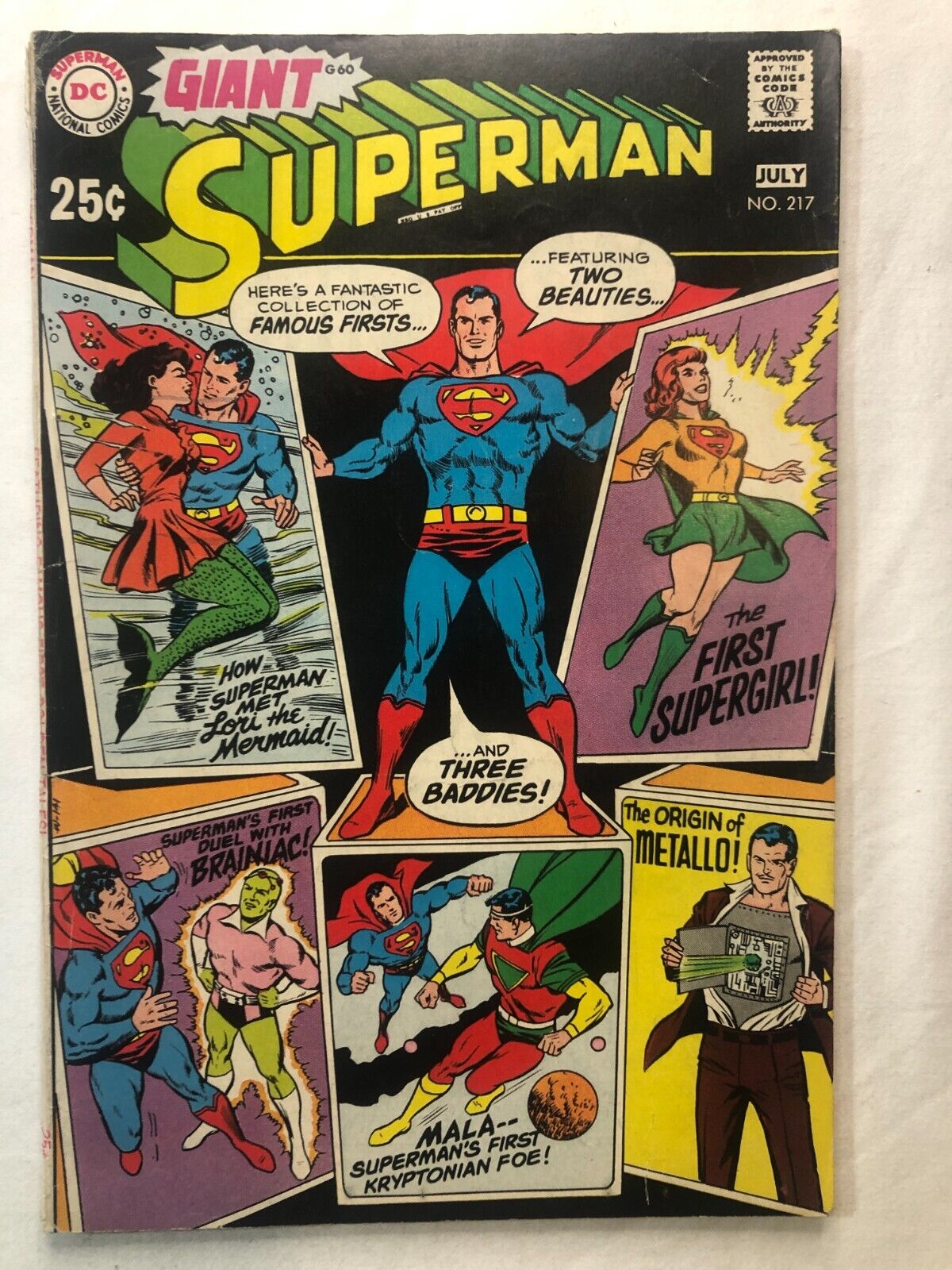 Superman #217 DC Comics August 1969 Vintage Silver Age Very Nice Condition