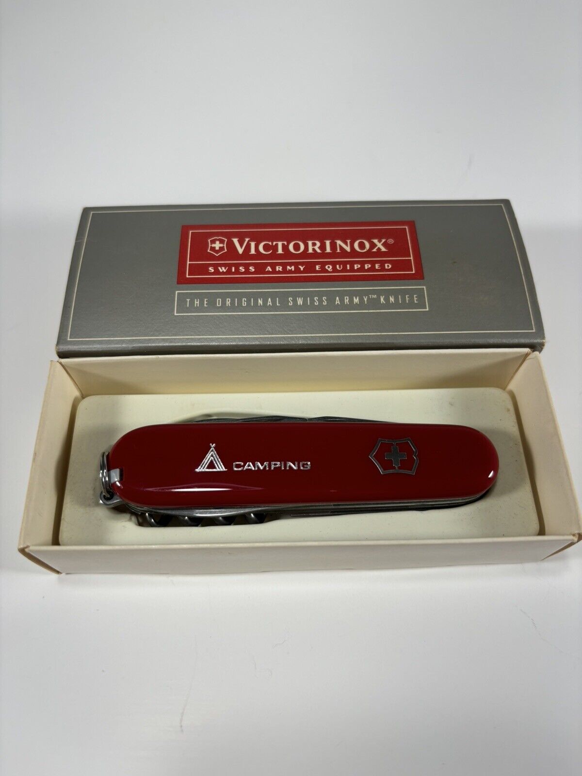 Victorinox Camper Swiss Army Pocket Knife - Red - Camping/Tent Logo