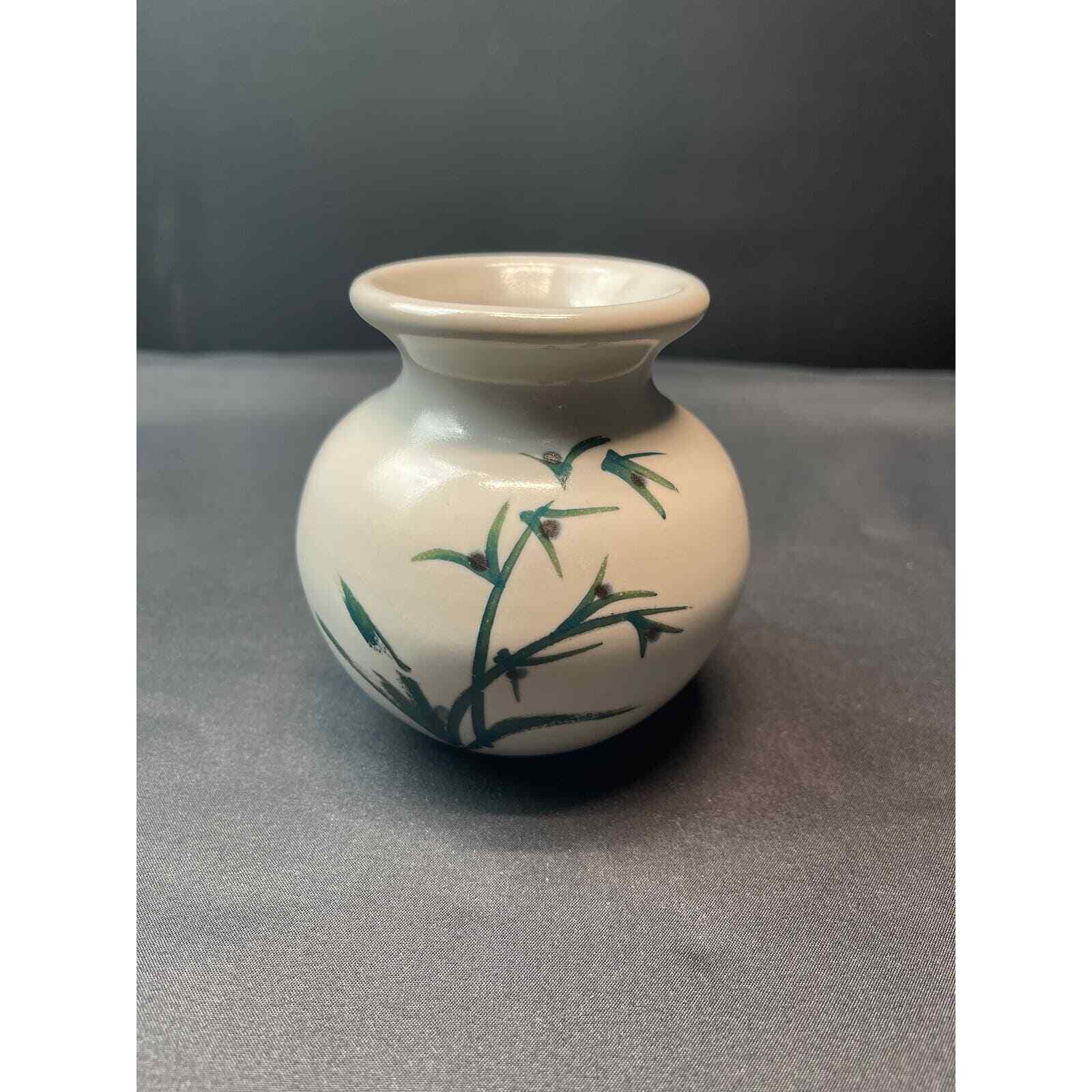 Hand painted olive branches small vase.