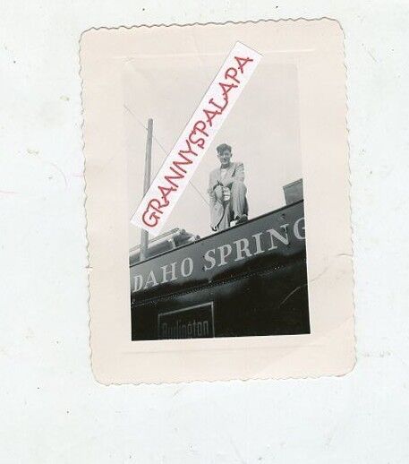 1946 Original Snapshot Photo-Burlington Railroad-Idaho Springs CO-Man Standing