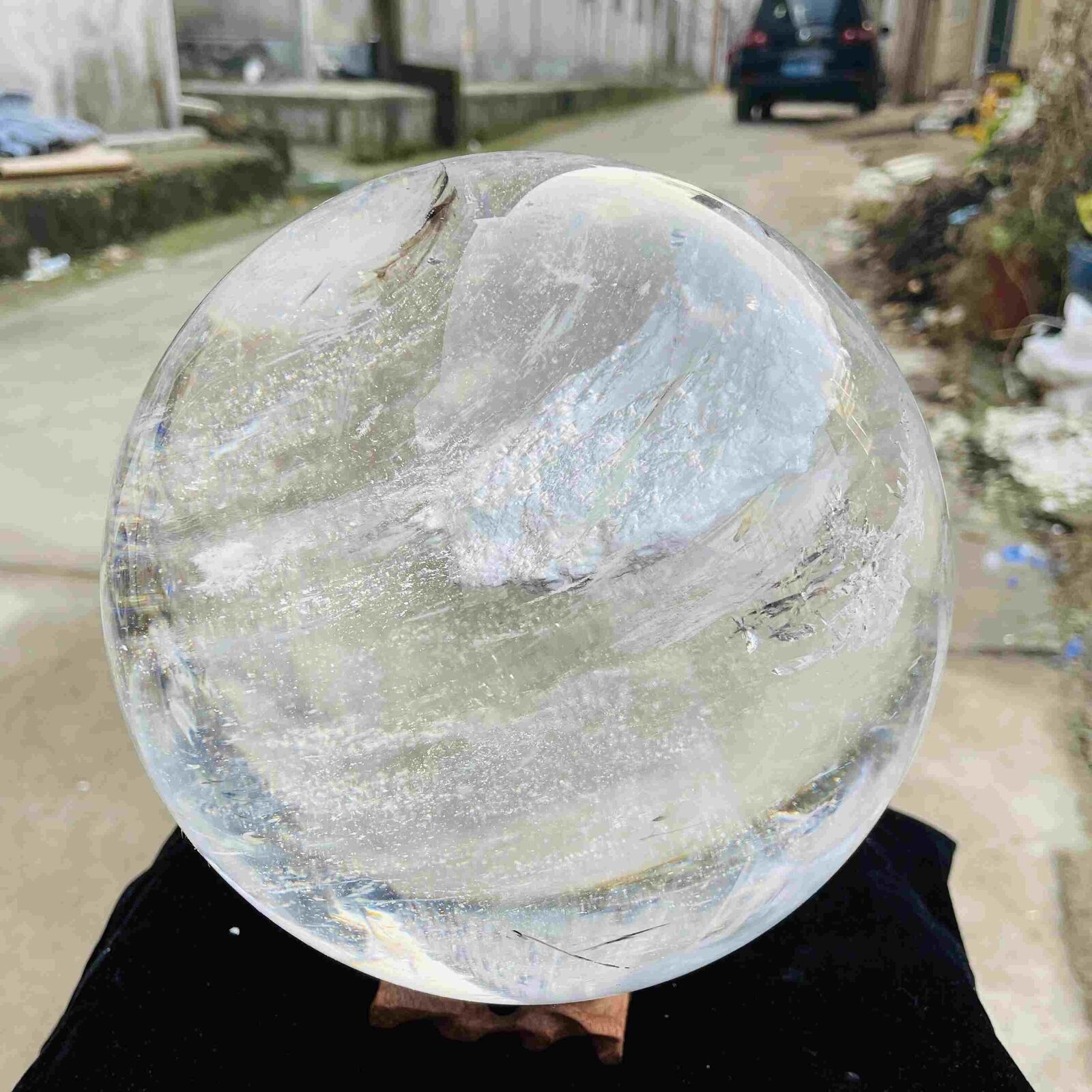 14.52lb White Smelted Quartz Sphere Crystal Energy Ball Reiki Healing Gem Decor 