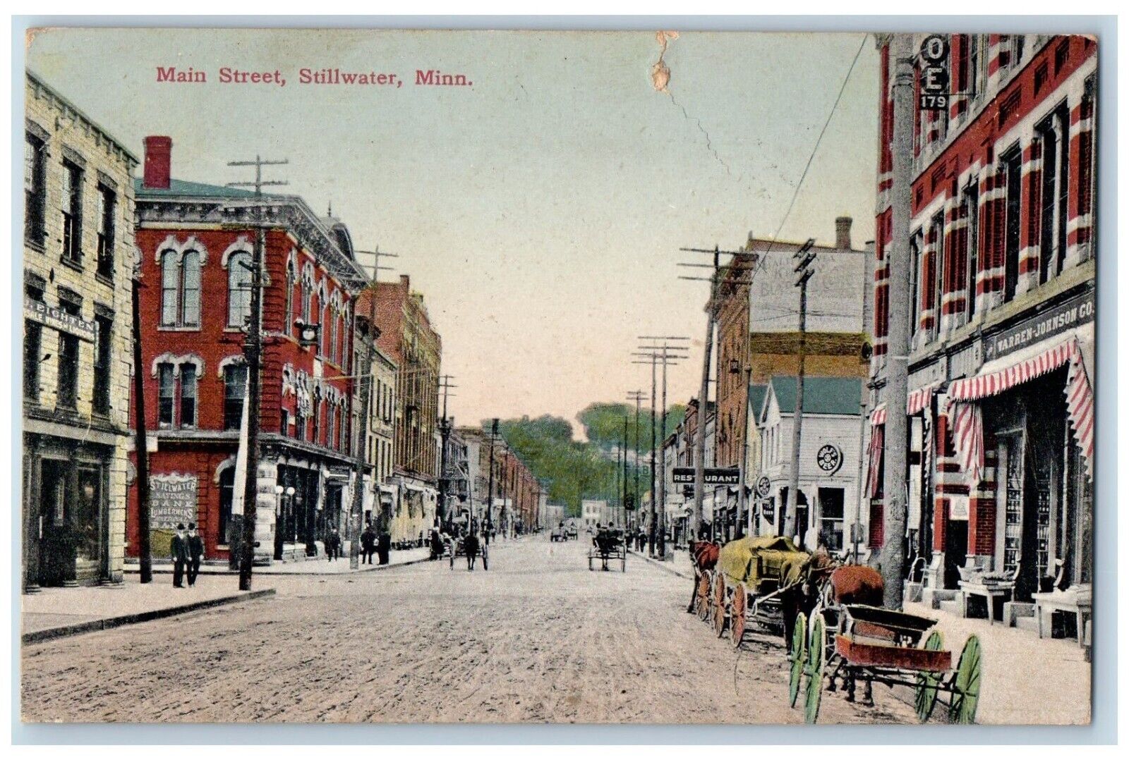 Stillwater Minnesota Postcard Main Street Exterior Building 1910 Vintage Antique