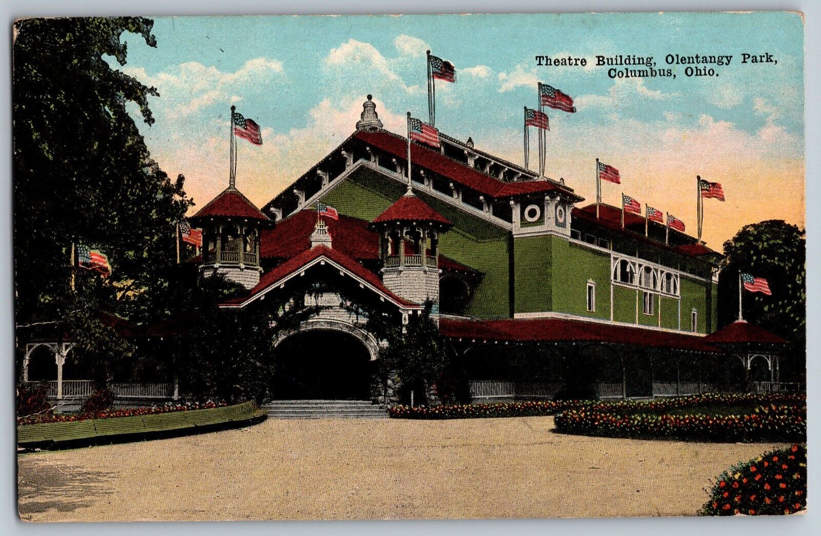 Columbus, Ohio - Beautiful Theatre Bldg. - Olentangy Park - Vintage Postcard
