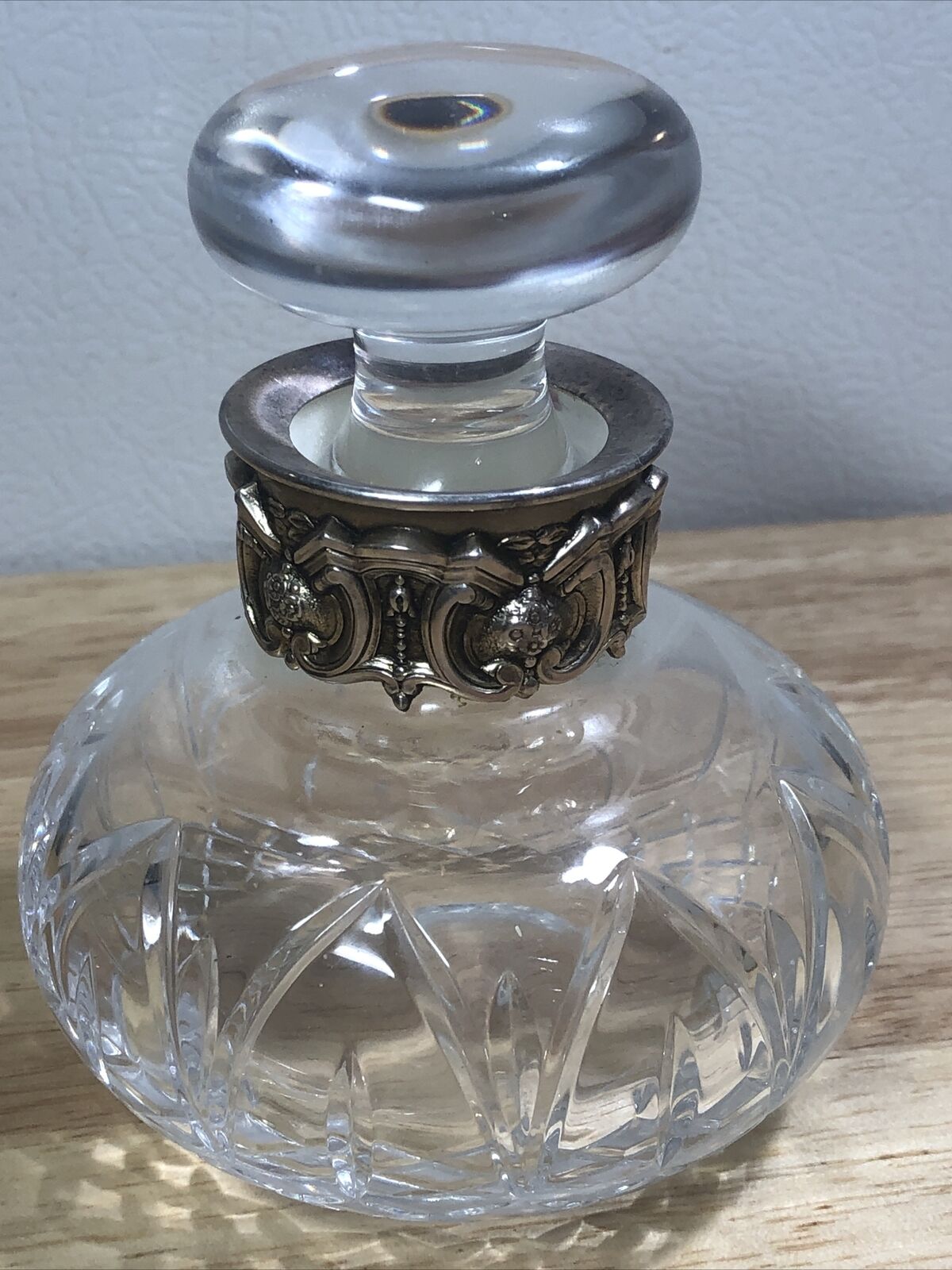 Atlantis Crystal Silver Mounted Perfume Bottle Portugal