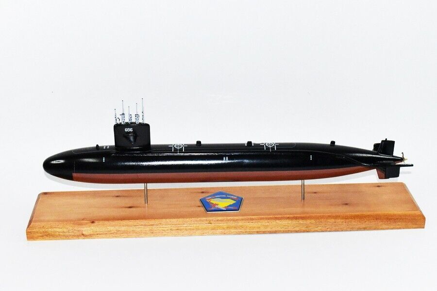 USS L. Mendel Rivers SSN-686 Submarine Model, US Navy, Scale Model, Mahogany