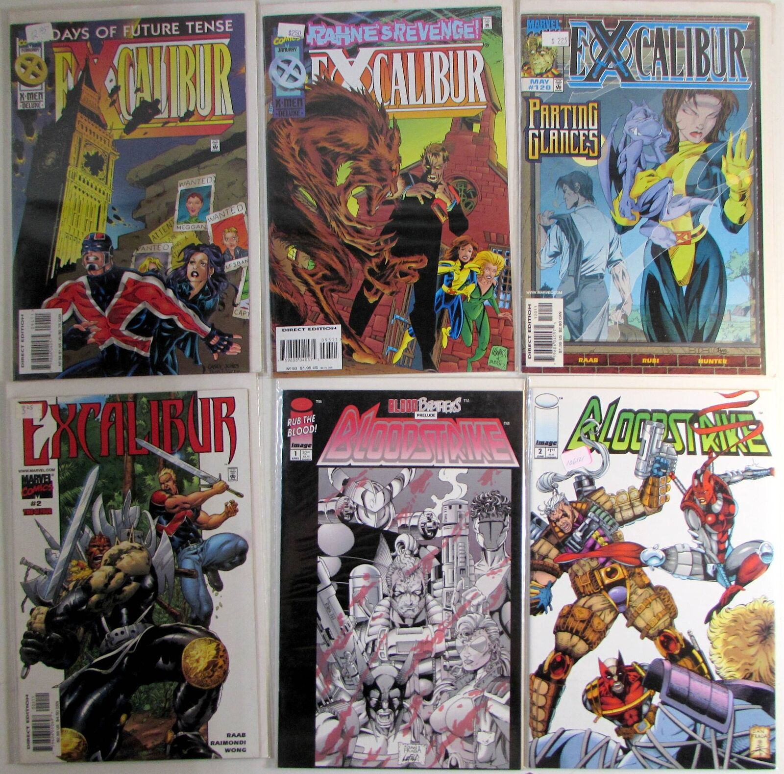 1996 Mixed Lot 6 #Excalibur 93, 94, 120, 2nd 2, Bloodstrike 1, 2 Marvel Comics