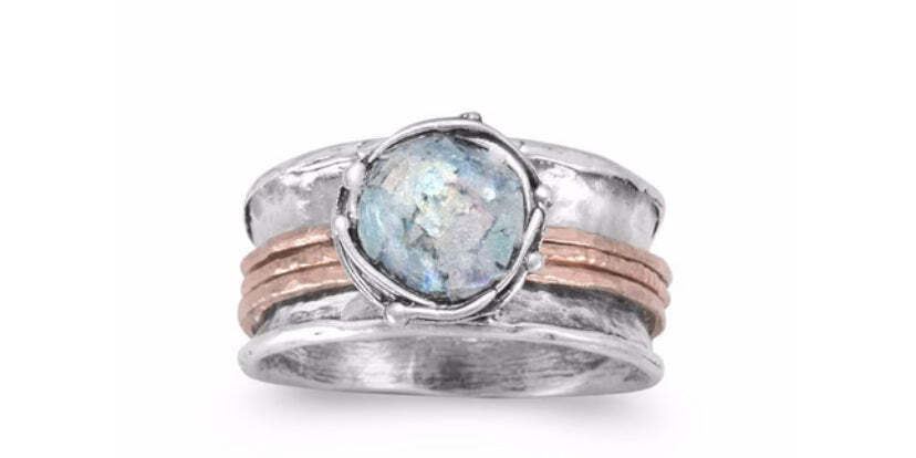 Two Tone Roman Glass Spin Ring