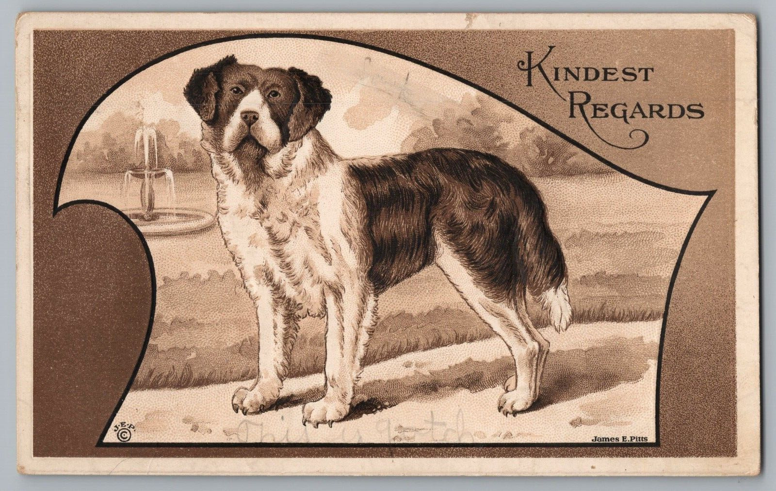 Postcard c1913 Kindest Regards - Dog