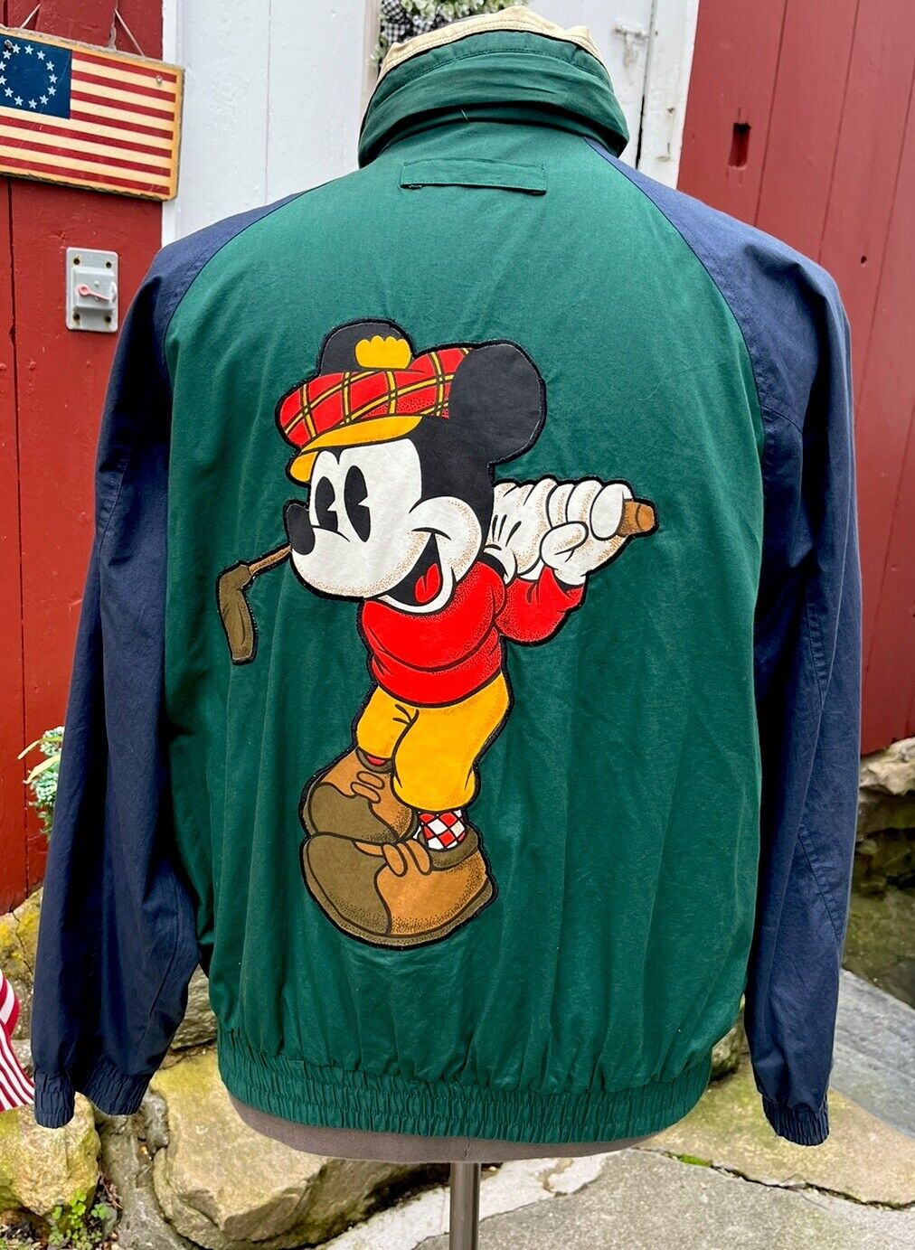 Vintage Mickey & Co. Golf Jacket Lined Wind Breaker Blue Green Size L
