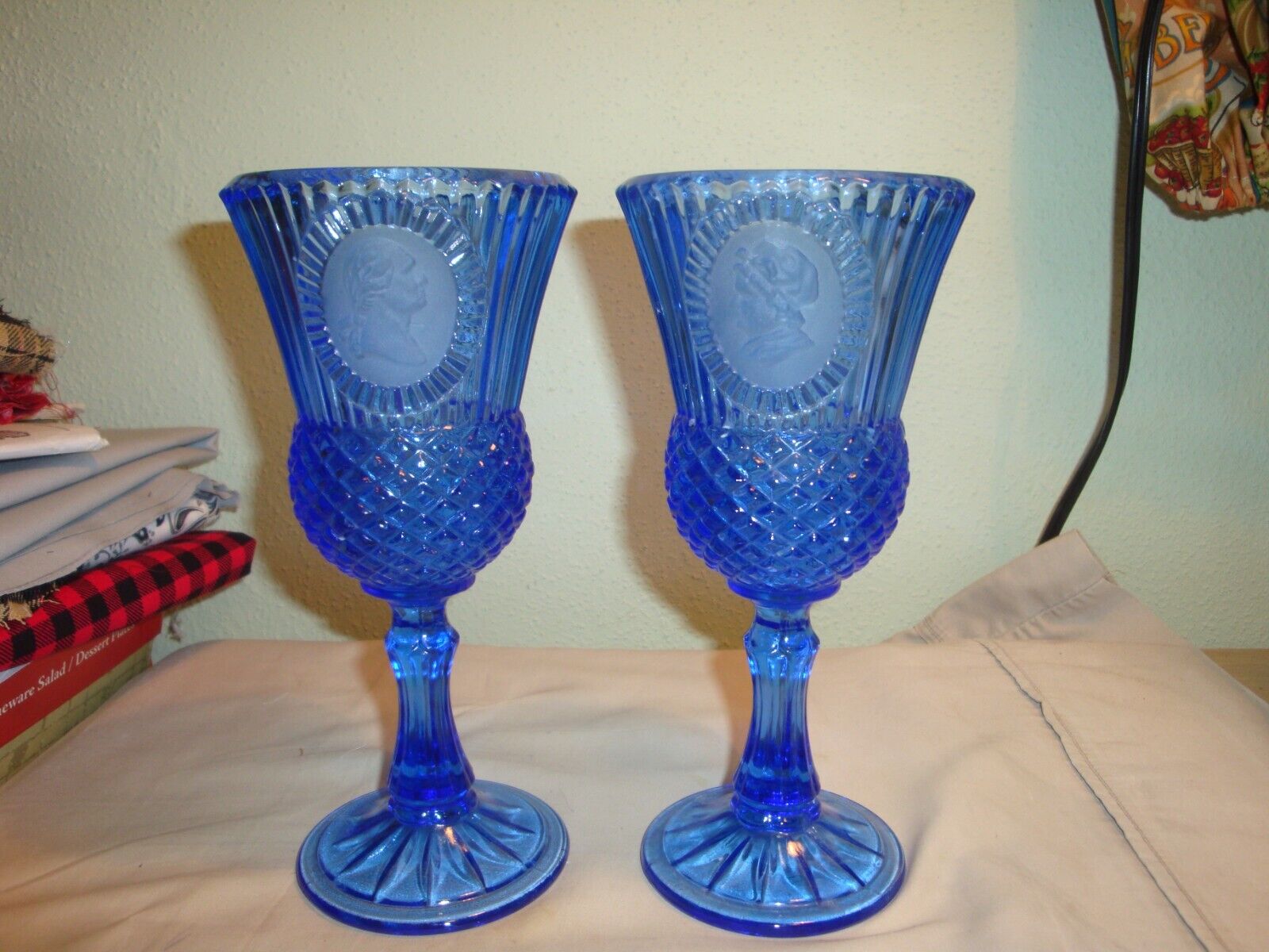 2 Vintage Avon Blue Goblets/Candle Holders