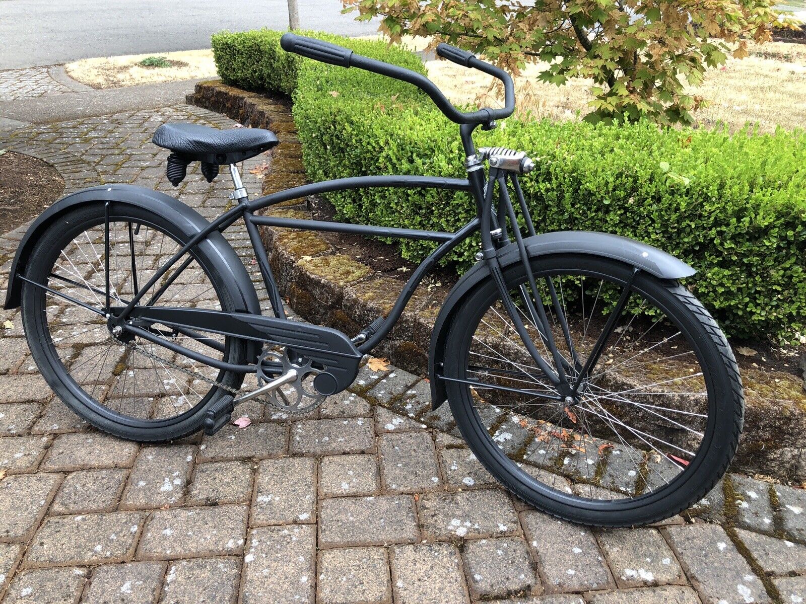 Schwinn 1948 Boys Straightbar Black on Black Springer Bicycle Vintage Rebuilt