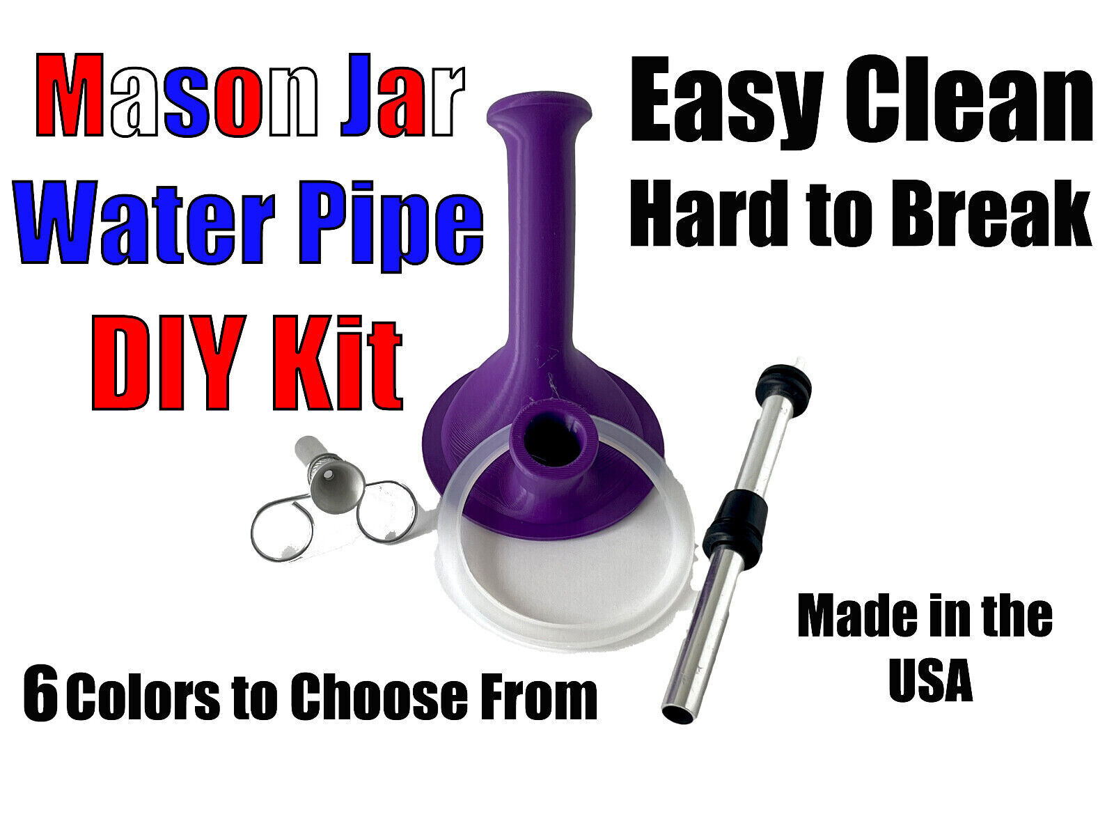 DYI Build Your Own Water Pipe -  Mason Jar - Glass Hookah - Easy Clean