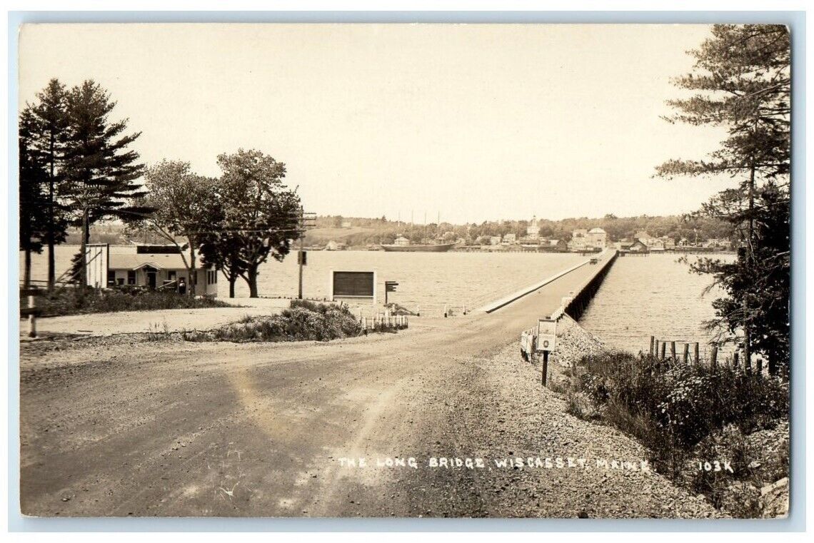c1910's Long Bridge Lake View Wiscasset Maine ME RPPC Photo Unposted Postcard