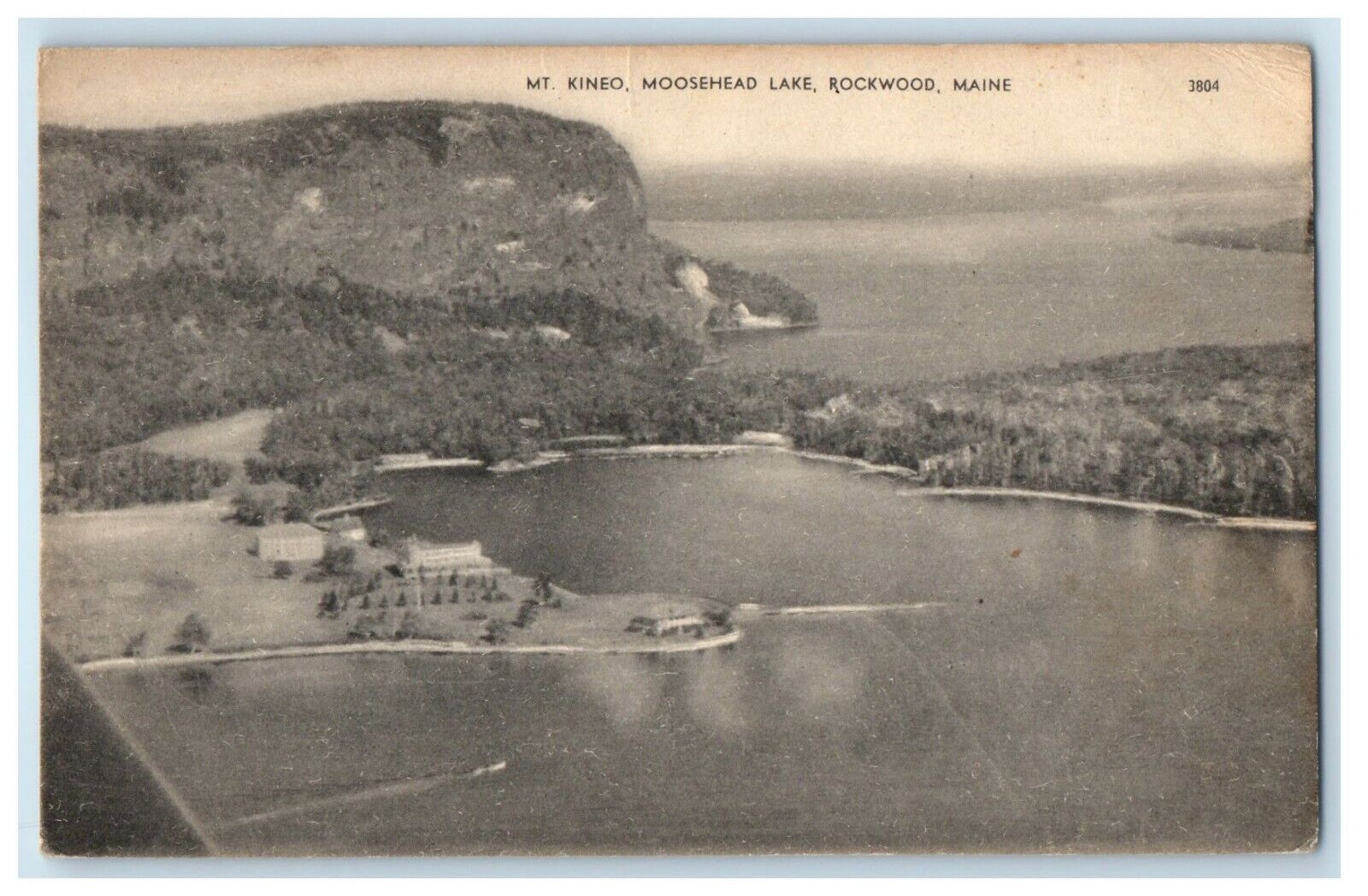 1948 Aerial View Of Mt. Kineo Moosehead Lake Rockwood Maine ME Vintage Postcard