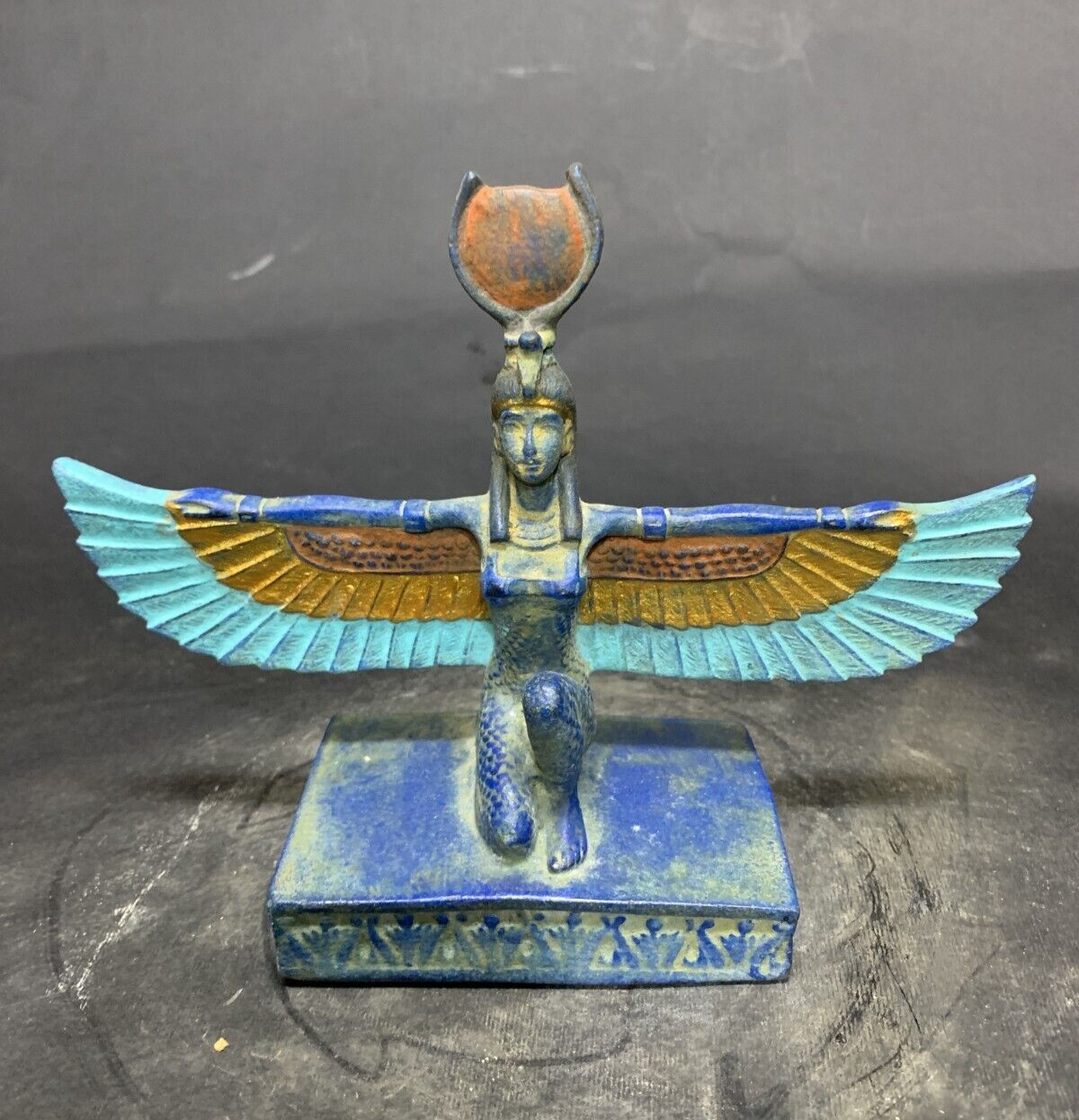 Isis winged statue rare ancient pharaonic antiques carved of egyptian deities BC