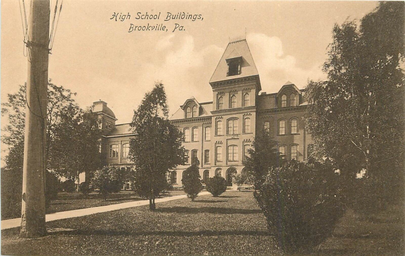 c1907 Lithograph Postcard; High School Buildings, Brookville PA Jefferson County