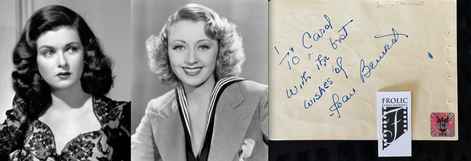 JOAN BLONDELL & JOAN BENNET 1930's Signed Autographs Album Page ACA (LOA) *STARS