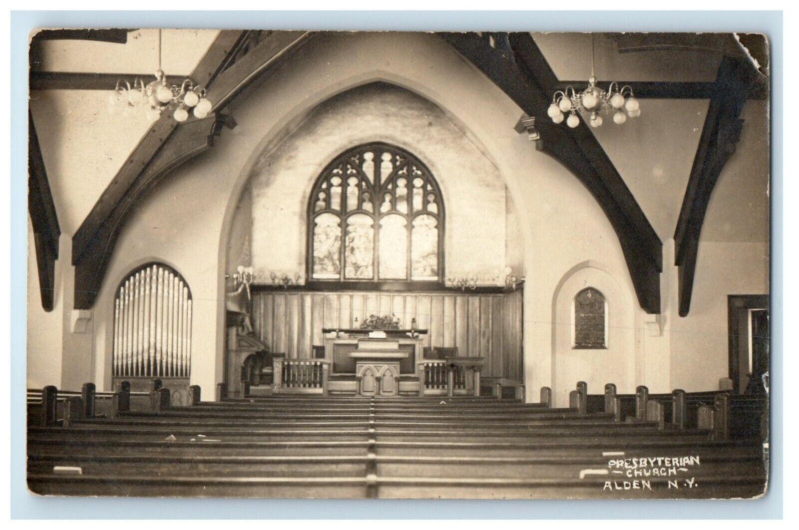 c1910\'s Presbyterian Church Alden New York NY RPPC Photo Posted Antique Postcard