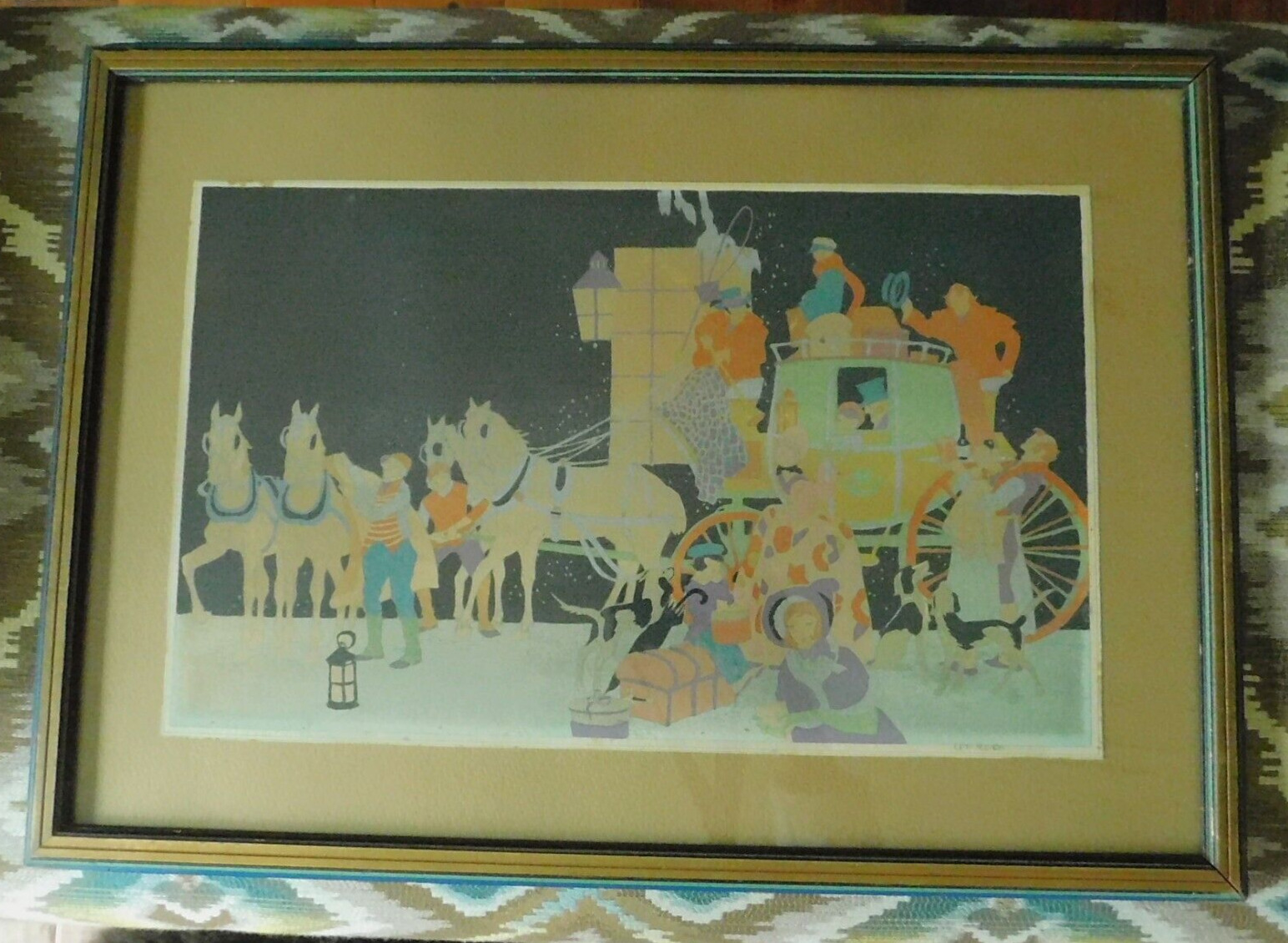 ATQ. 1920 SIGNED LEE MERO WOODCUT ENGRAVING entitled THE WELCOME / ORIGINAL
