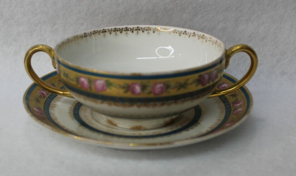 Vintage GDA French Limoges France Cream Soup and Saucer Beautiful L@@K