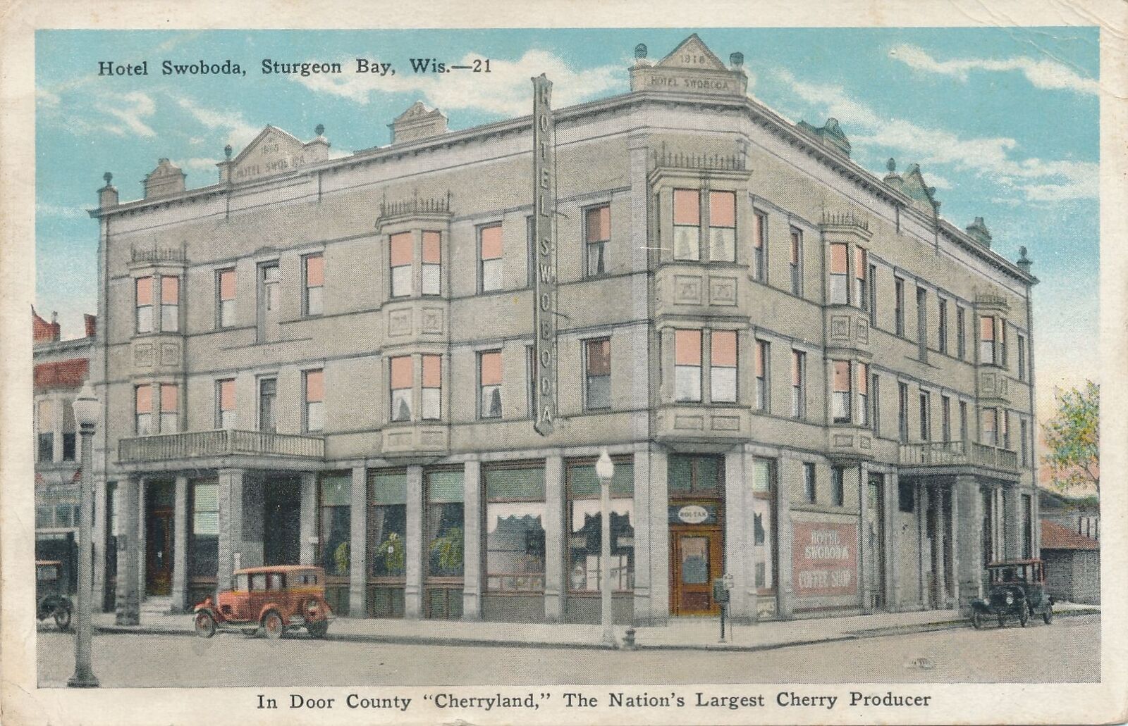 STURGEON BAY WI - Hotel Swoboda In Door County Cherryland Postcard