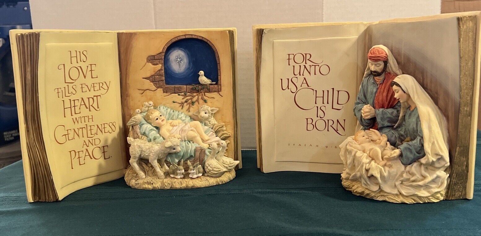 AGC, Inc. Vintage Bible Nativity And Baby Jesus Music Boxes - Silent Night