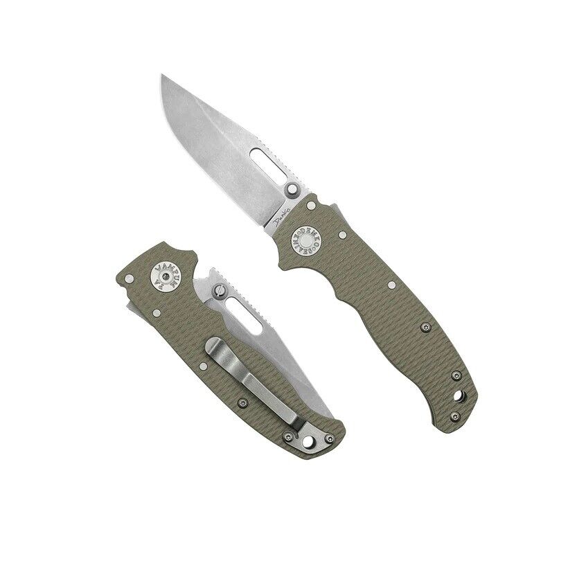 Demko Knives Folding Knife Coyote Tan G10 Handle 3V Clip Point Plain Edge