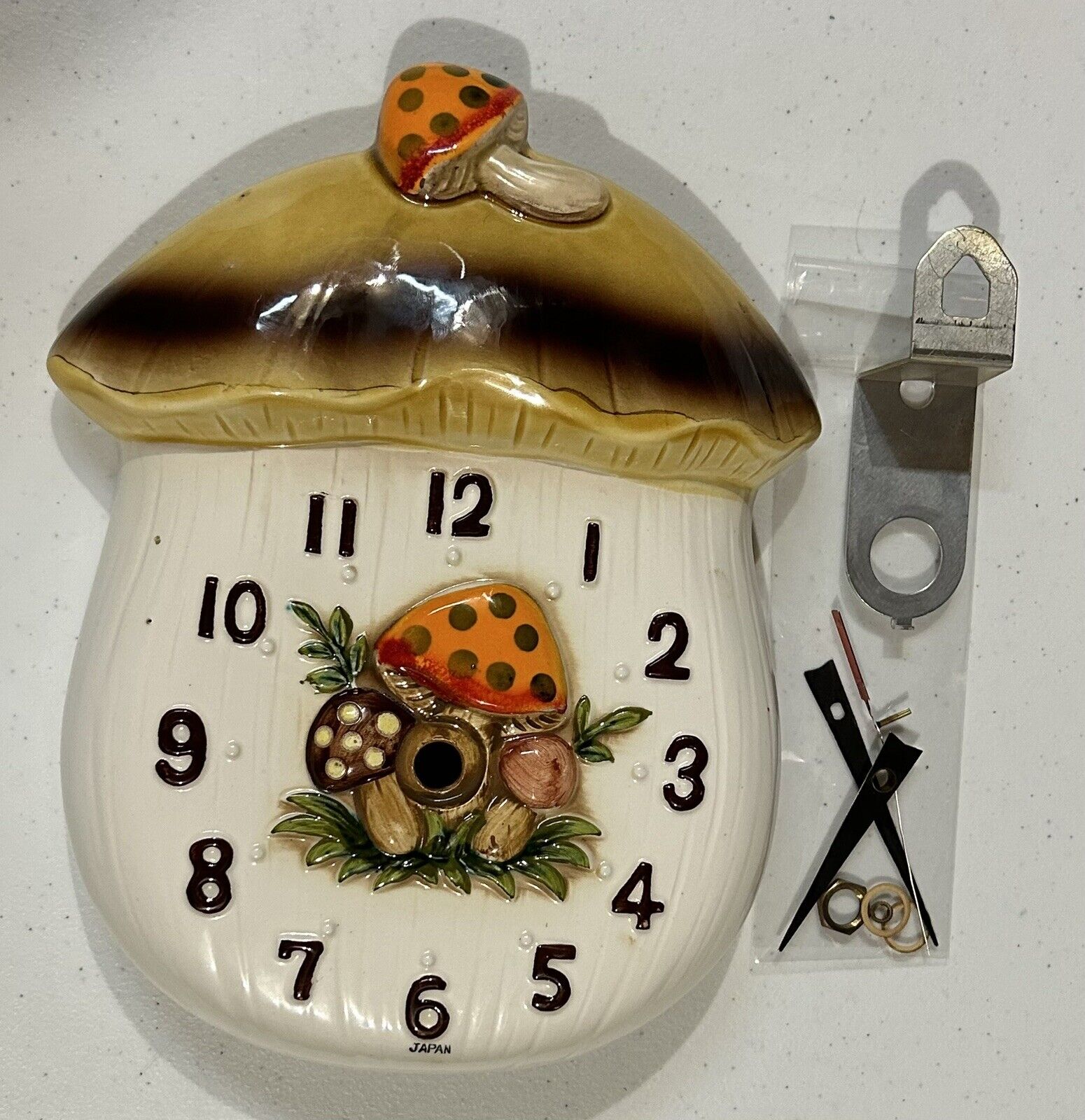 Vintage 1970’s Merry Mushroom Ceramic Clock Sears,Roebuck & Co - Quartz Japan