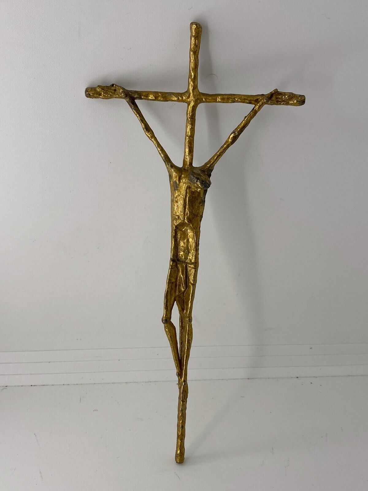 Vintage Cross Crucifix Jesus Christian Religion Austrian Tin Huber Rare Old 20th