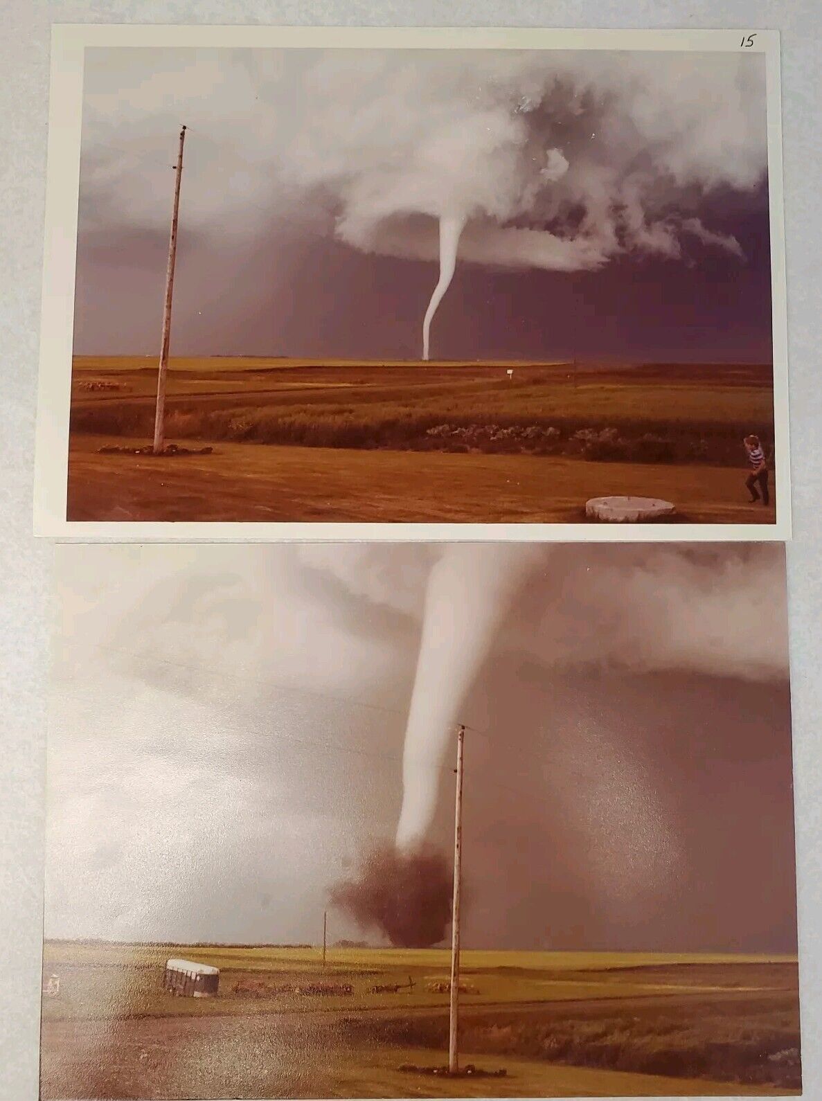VTG 1980s Found Photos Twister Tornado Natural Disaster Storm Chaser Lot of 2