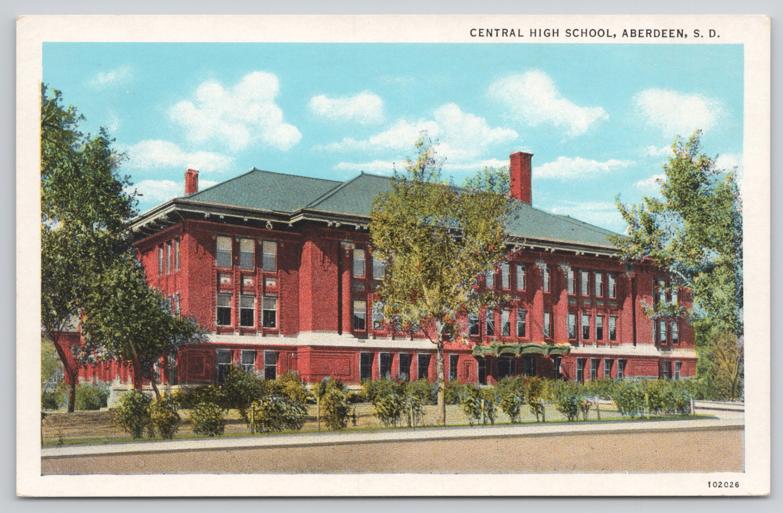 Aberdeen South Dakota Central High School White Border Postcard