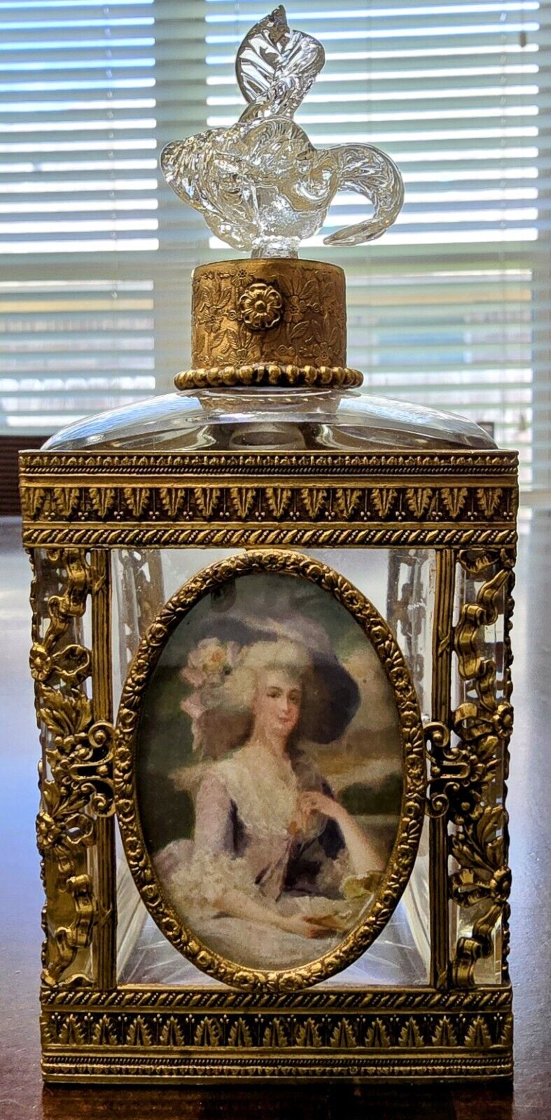 Finest Quality Antique Empire Perfume Bottle w/ Exquisite Hand Painted Portrait