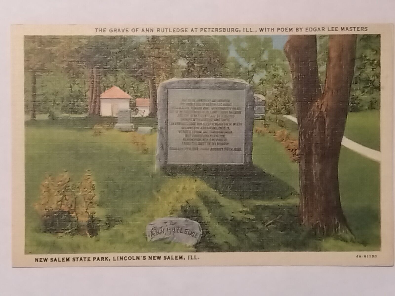 The Grave Of Ann Rutledge At Petersburg Illinois New Salem State Park Postcard