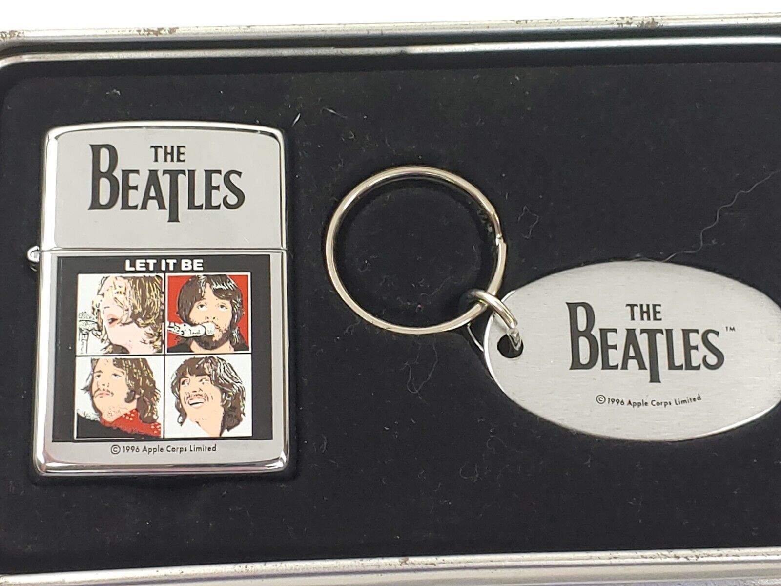 Zippo Vintage The Beatles LET IT BE Lighter & Keychain in Tin Case FEB (B) 1997