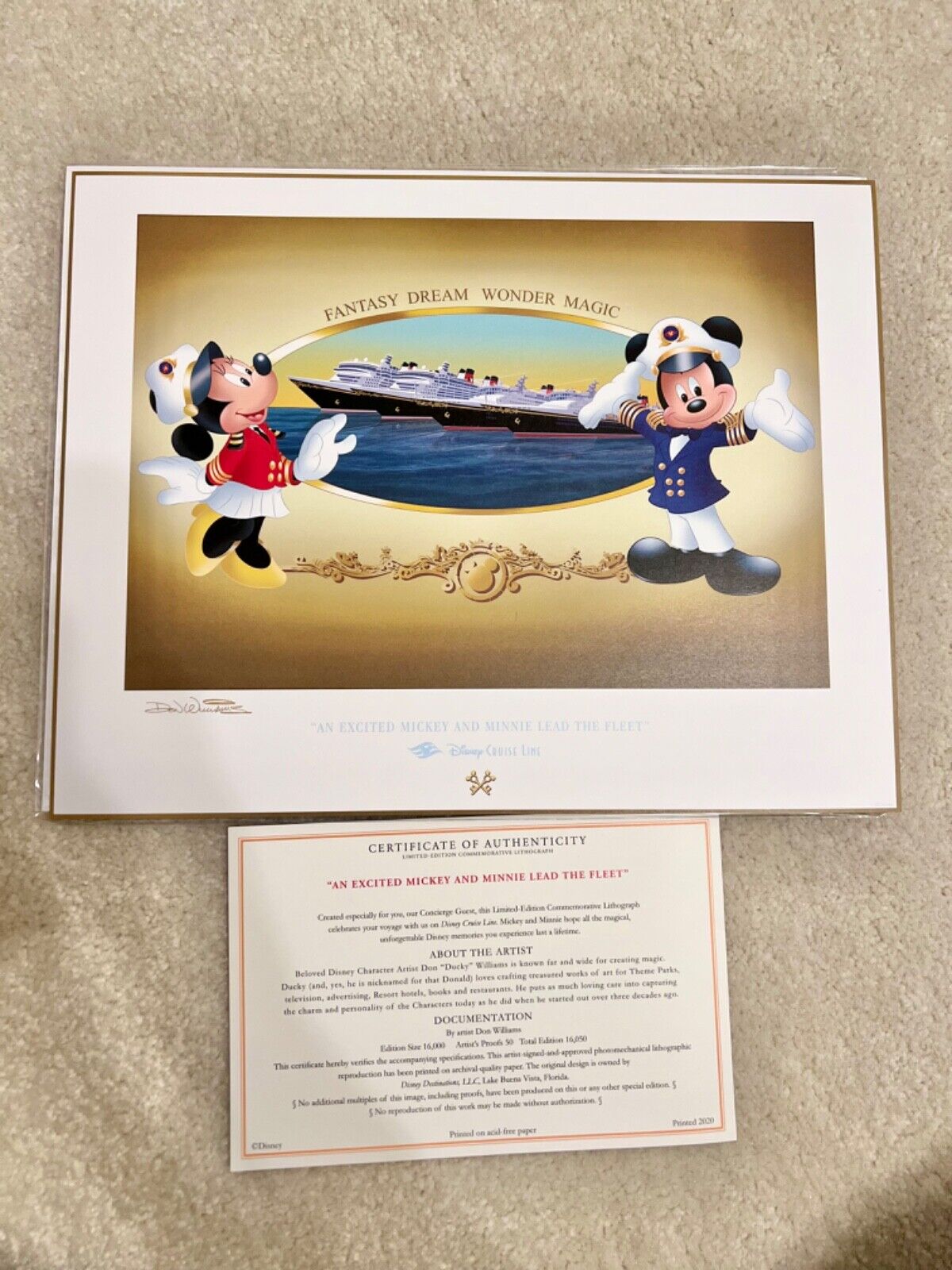 Disney Cruise Line Lithograph “An Excited Mickey And Minnie Lead The Fleet”