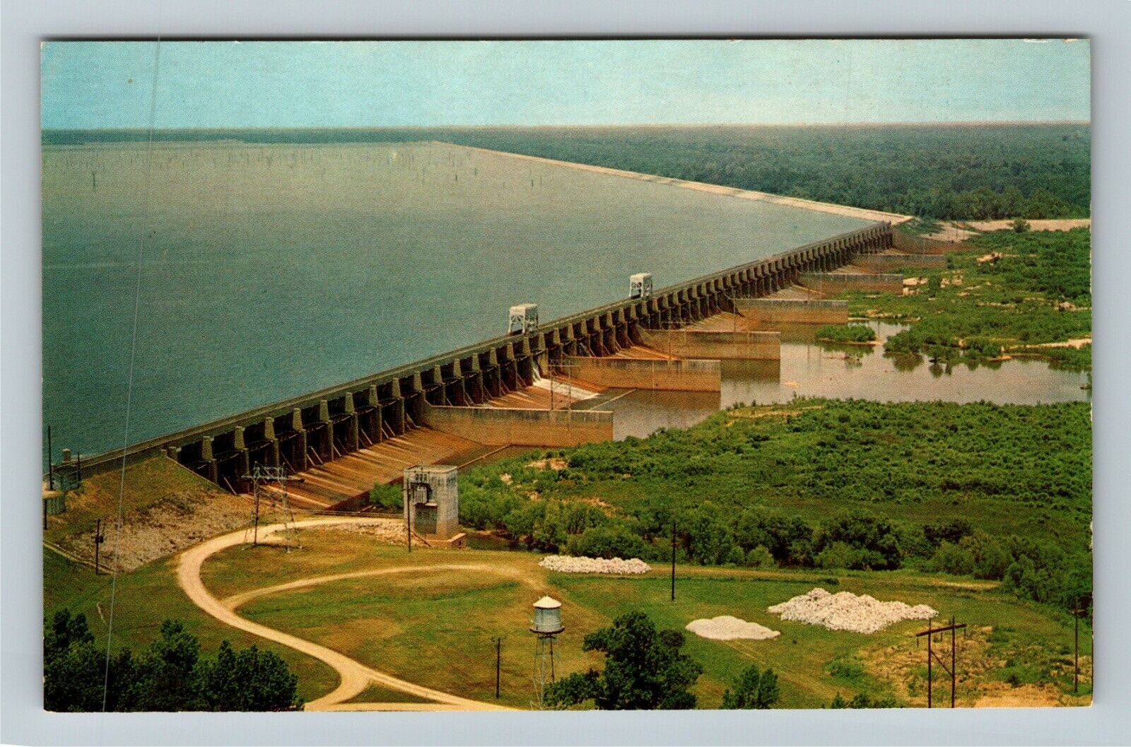 Lake Marion SC-South Carolina, Santee Dam And Spillway, Vintage Postcard