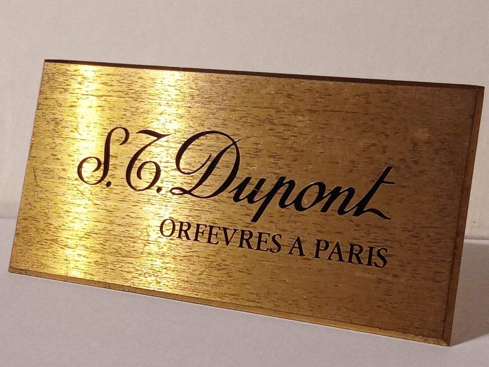 Antique Original S.T. Dupont Paris Bronze Sign for Advertising Display Huguenin