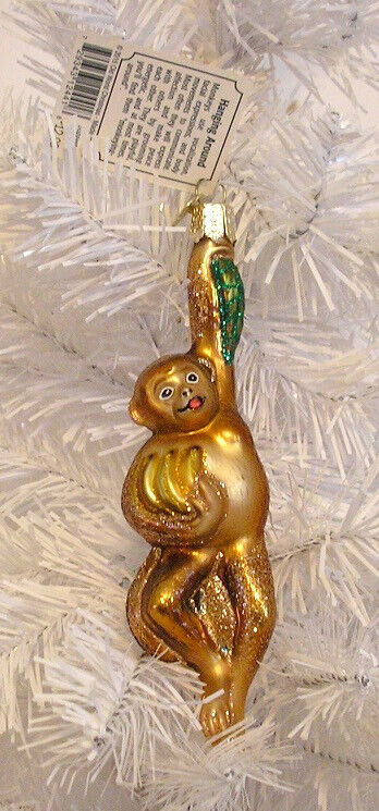 2015 - HANGING AROUND MONKEY - OLD WORLD CHRISTMAS GLASS ORNAMENT NEW W/TAG RARE