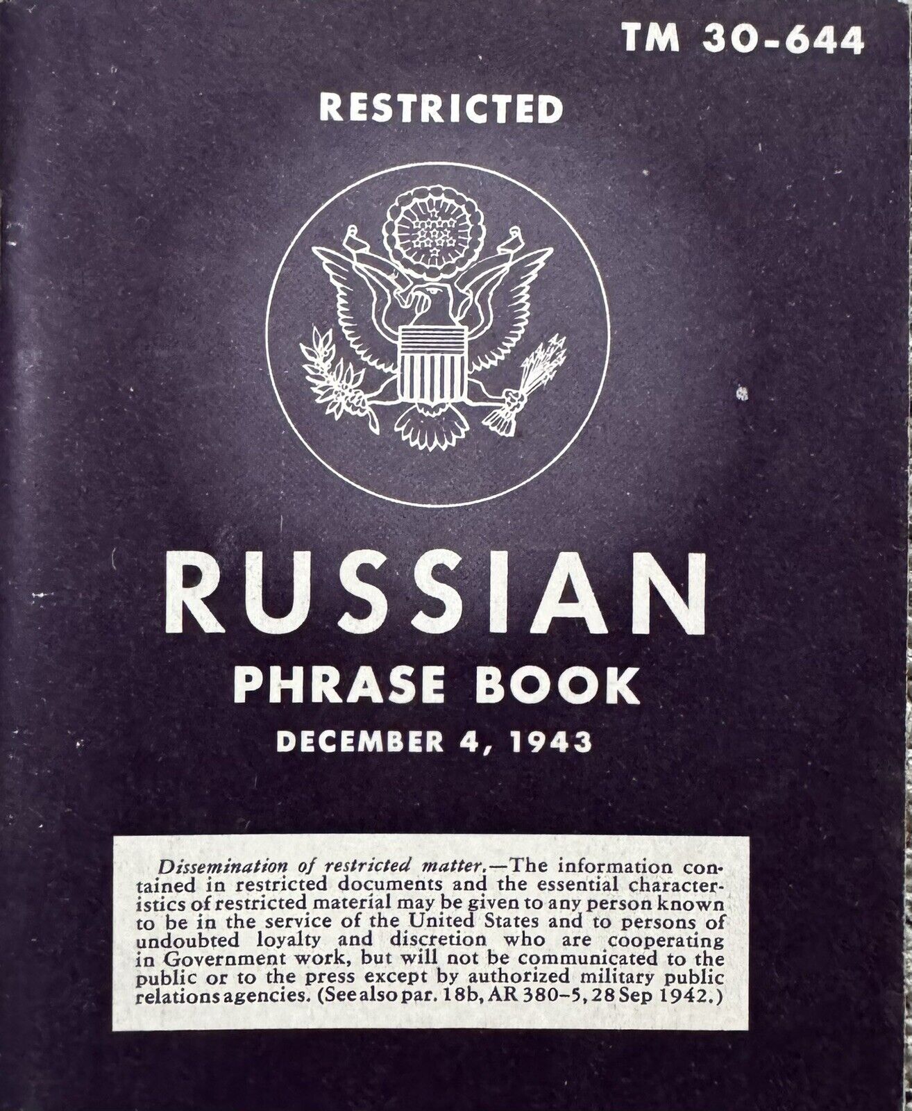 Russian Phase Book US Military Issued