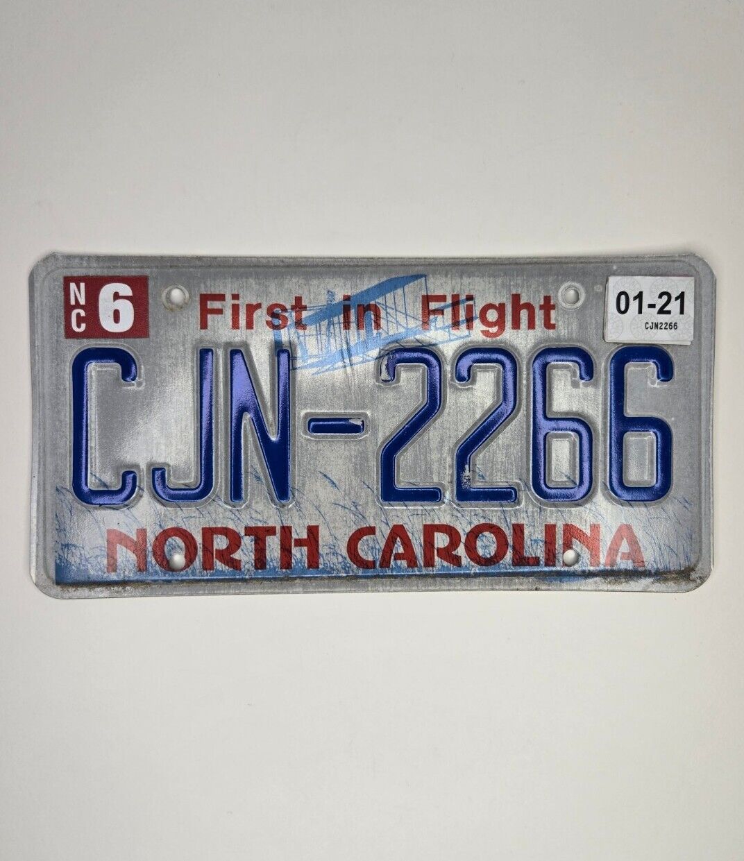 2021 North Carolina NC License Plate CJN-2266 Cajun First In Flight