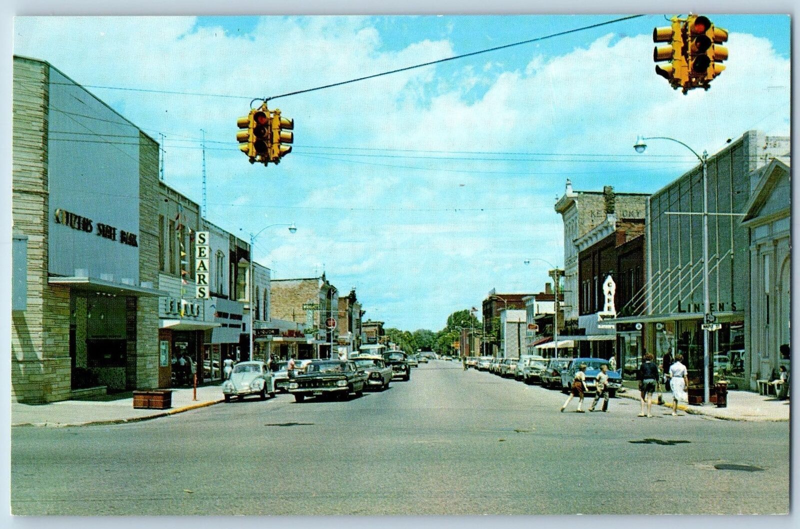 Big Rapids Michigan MI Postcard  Main Street South Michigan Avenue c1960 Vintage
