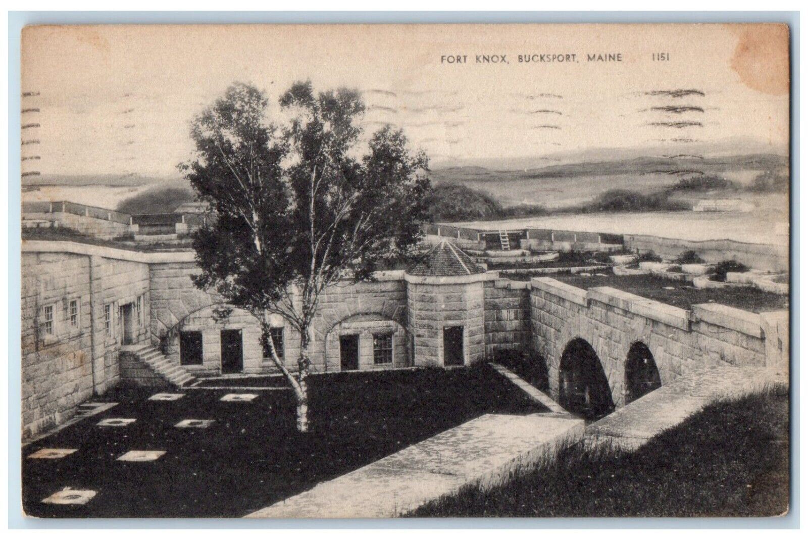 1912 Bird\'s Eye View Fort Knox Bucksport Maine ME Posted Antique Postcard