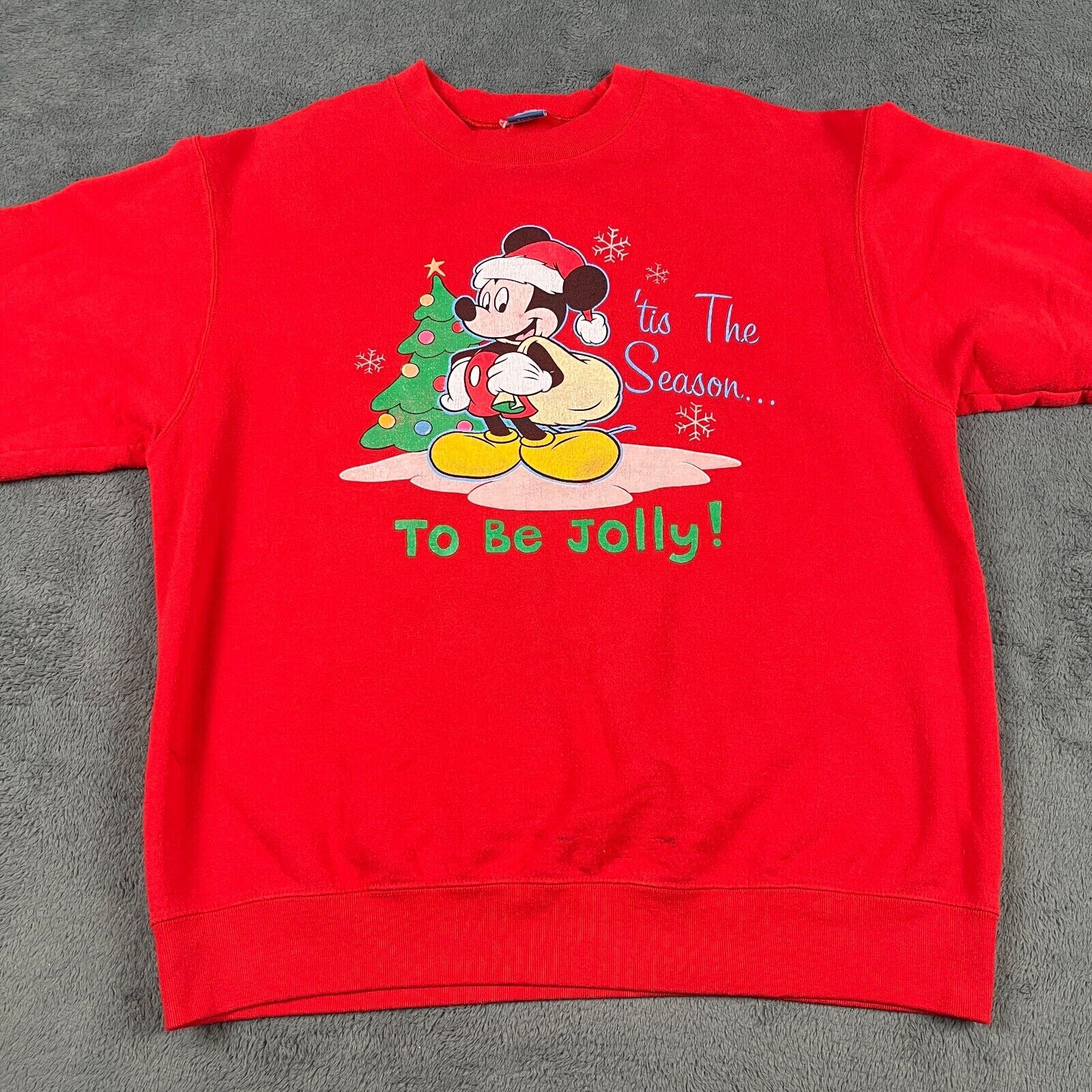 Vintage MICKEY MOUSE \'TIS THE SEASON TO BE JOLLY Size Large Sweatshirt CHRISTMAS