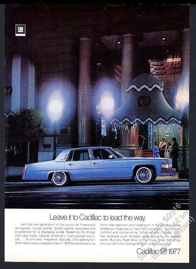 1977 Cadillac Fleetwood blue car St. Francis Hotel SFC photo vintage print ad