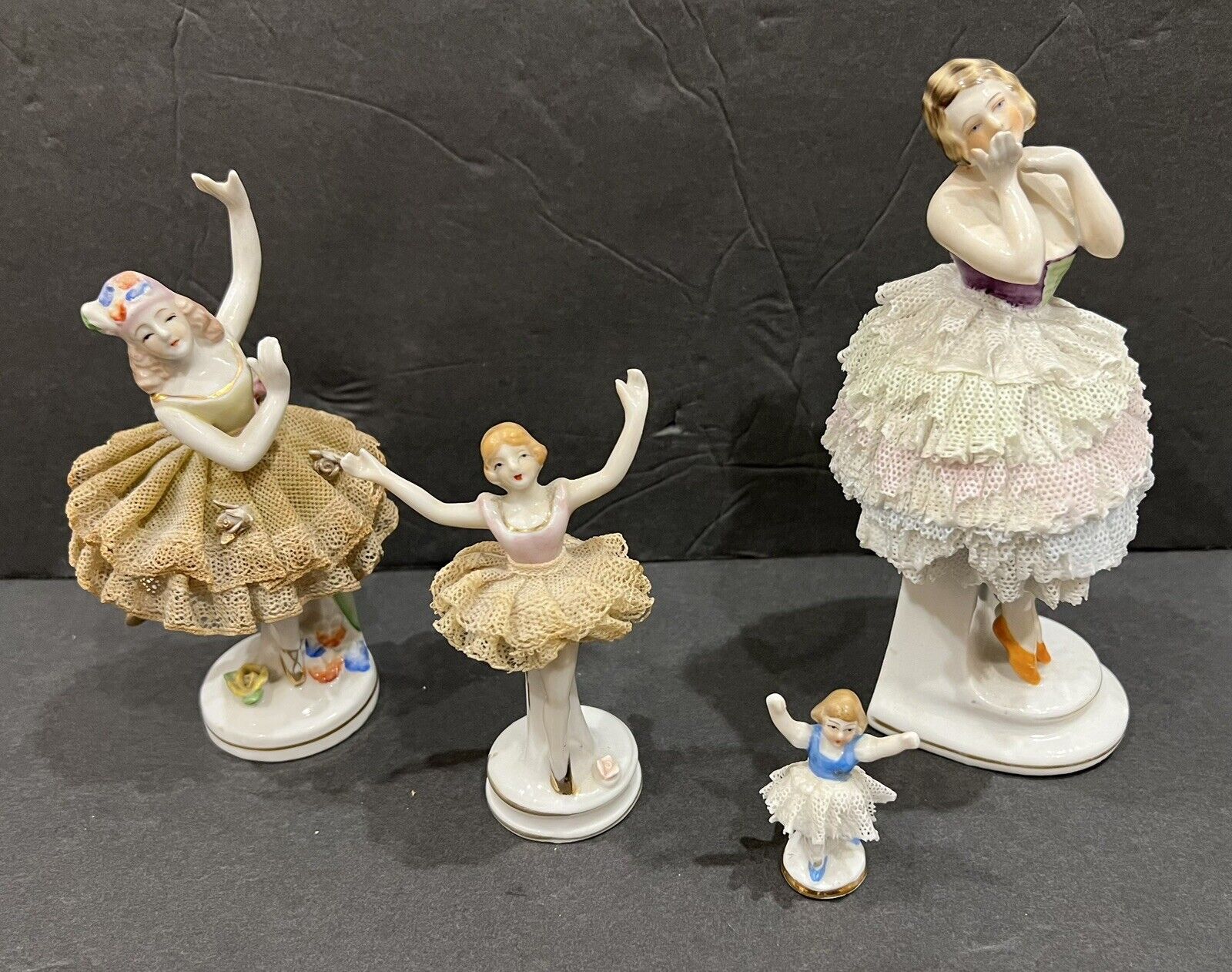 Antique Vintage Porcelain Lace Ballerina Dancing Figurines - Dresden?