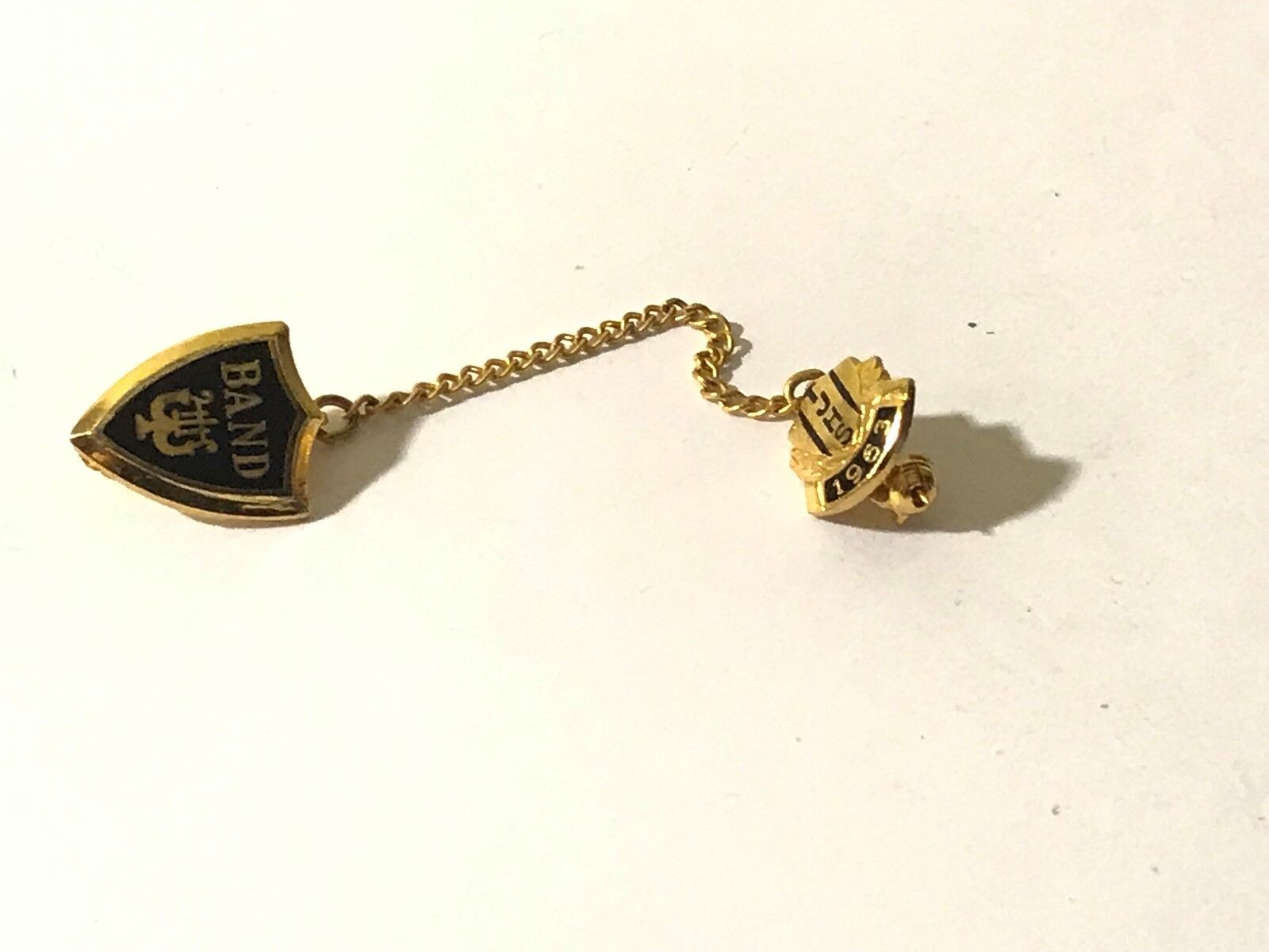 1963 Vintage TJHS High School Pin w/Chain + Sterling Silver Band Pin  -